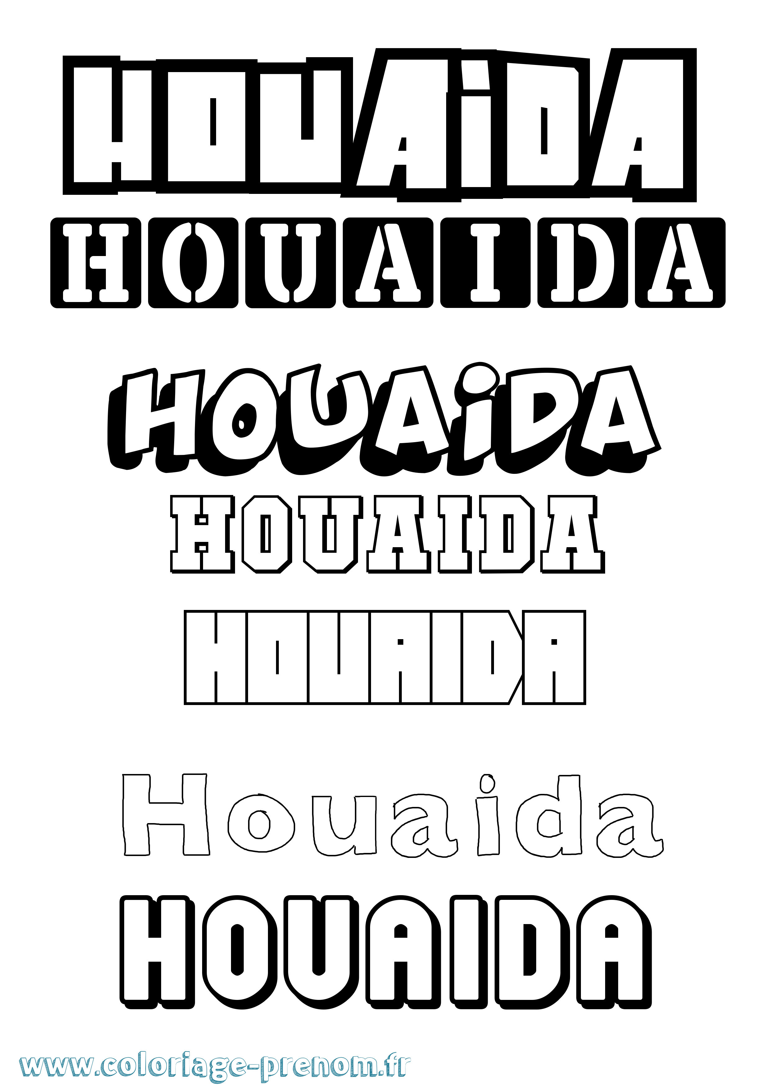 Coloriage Houaida Simple Coloriage prénom Houaida Simple