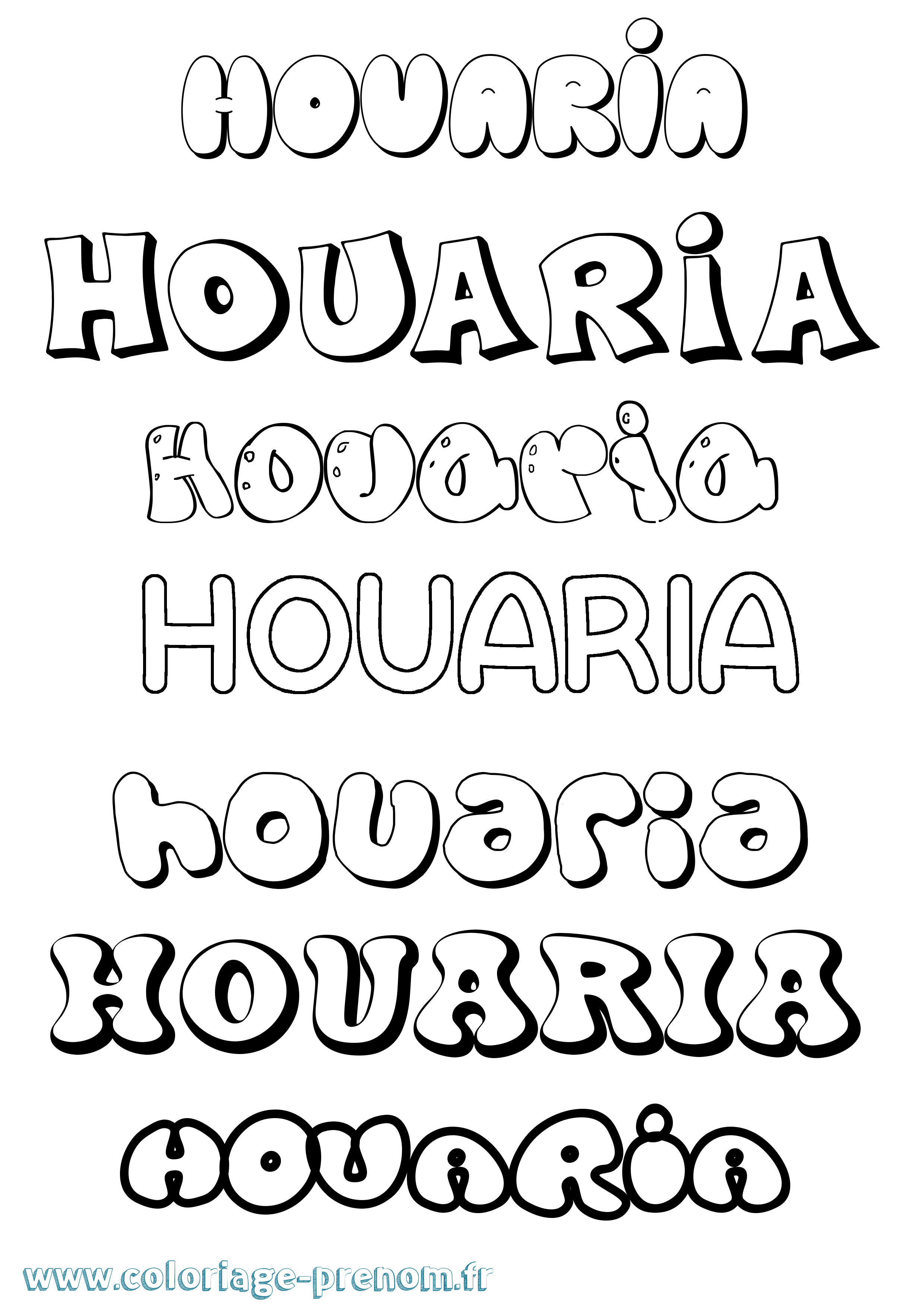 Coloriage Houaria Bubble Coloriage prénom Houaria Bubble