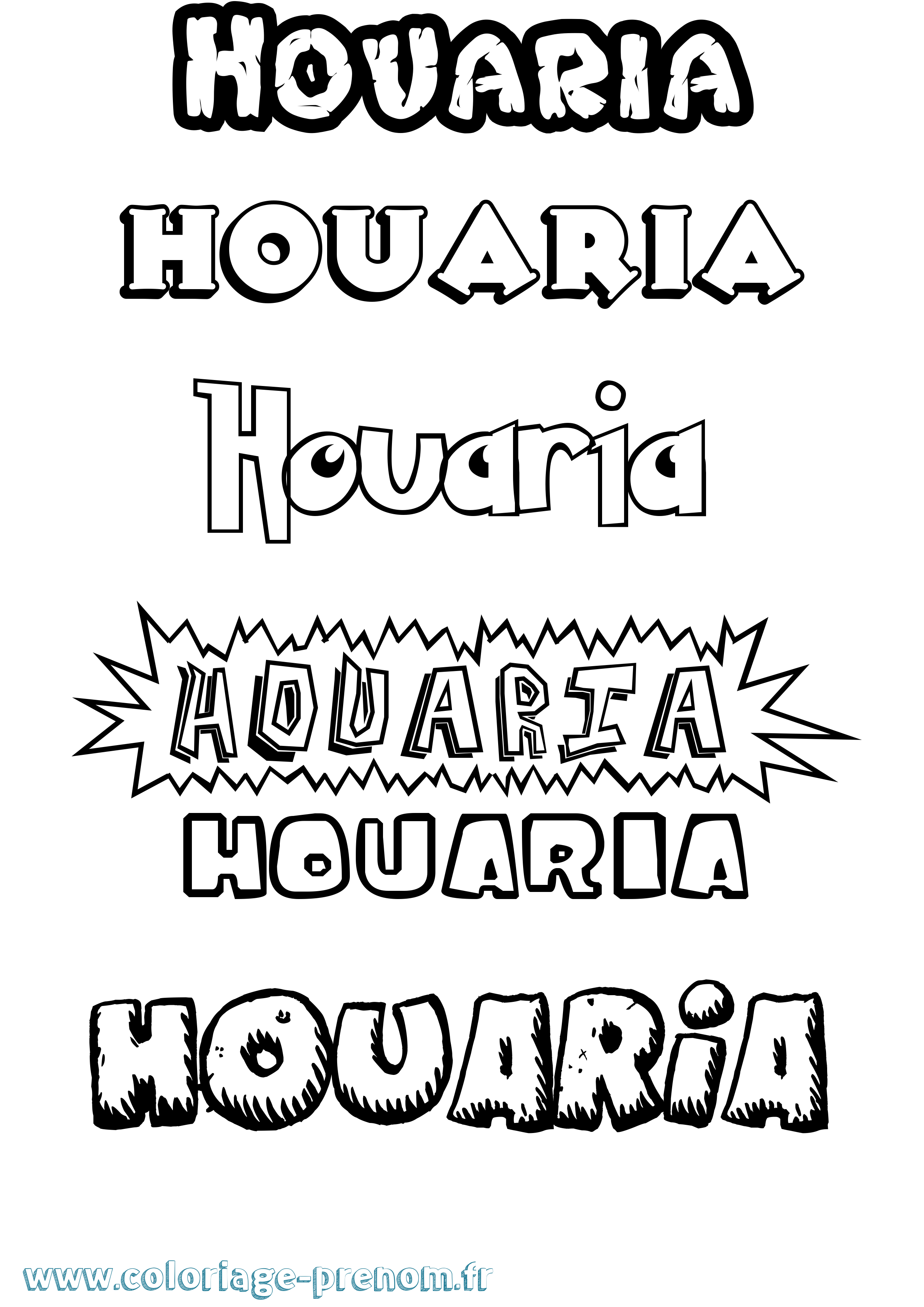 Coloriage Houaria Dessin Animé Coloriage prénom Houaria Dessin Animé
