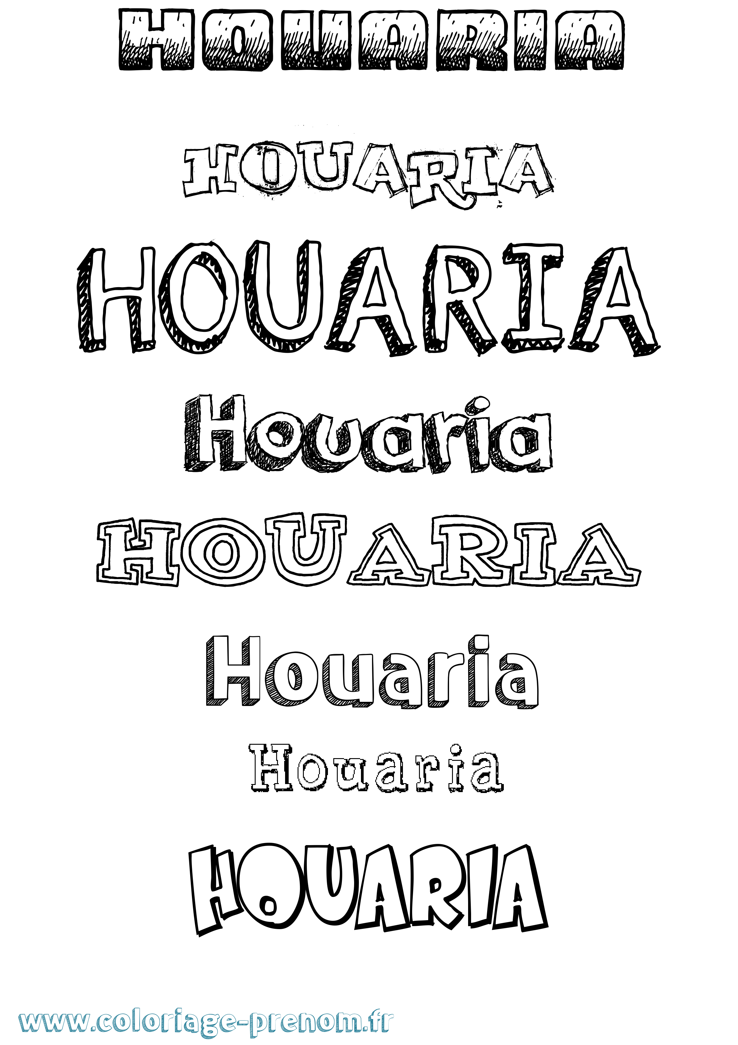 Coloriage Houaria Dessiné Coloriage prénom Houaria Dessiné