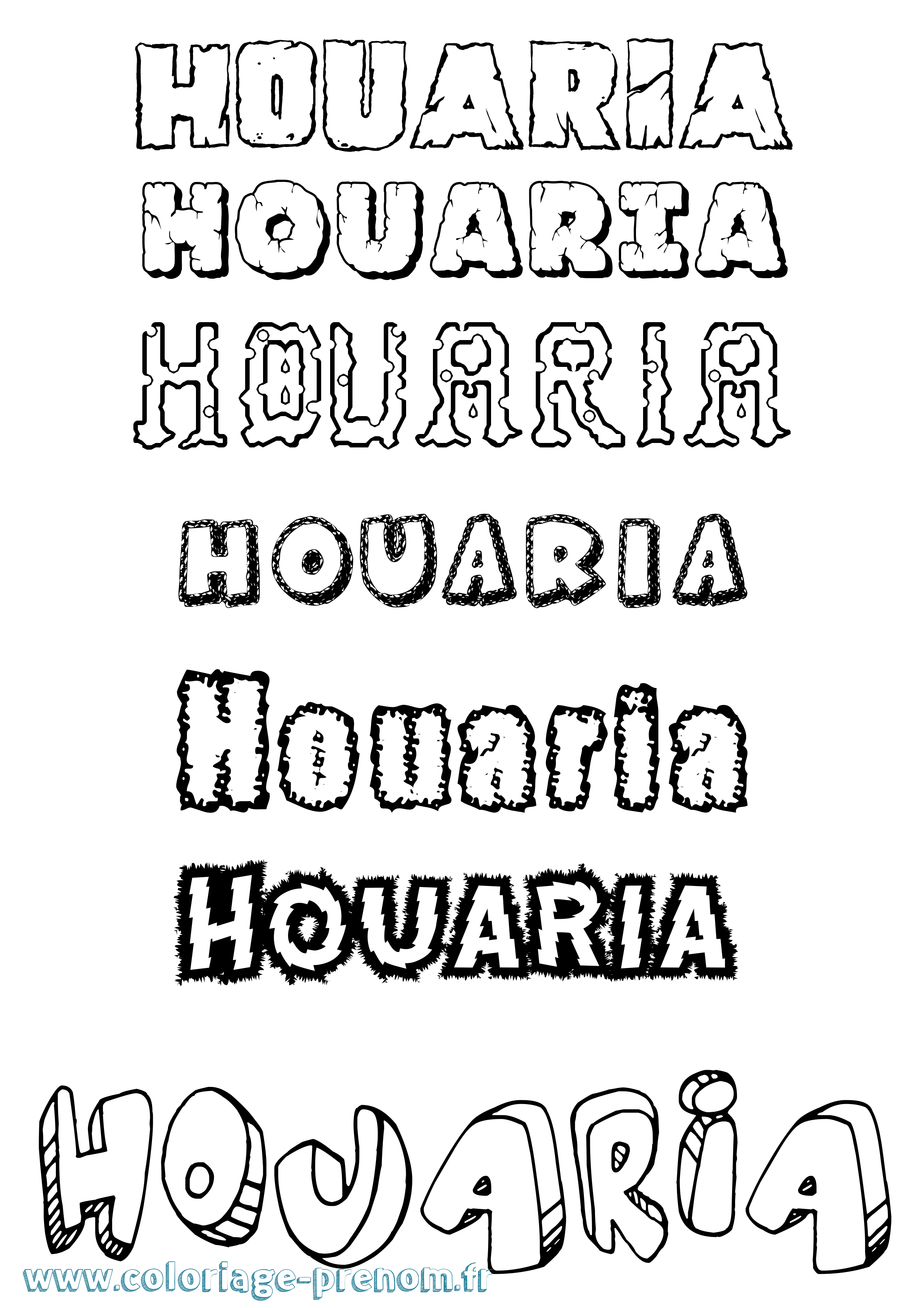 Coloriage Houaria Destructuré Coloriage prénom Houaria Destructuré
