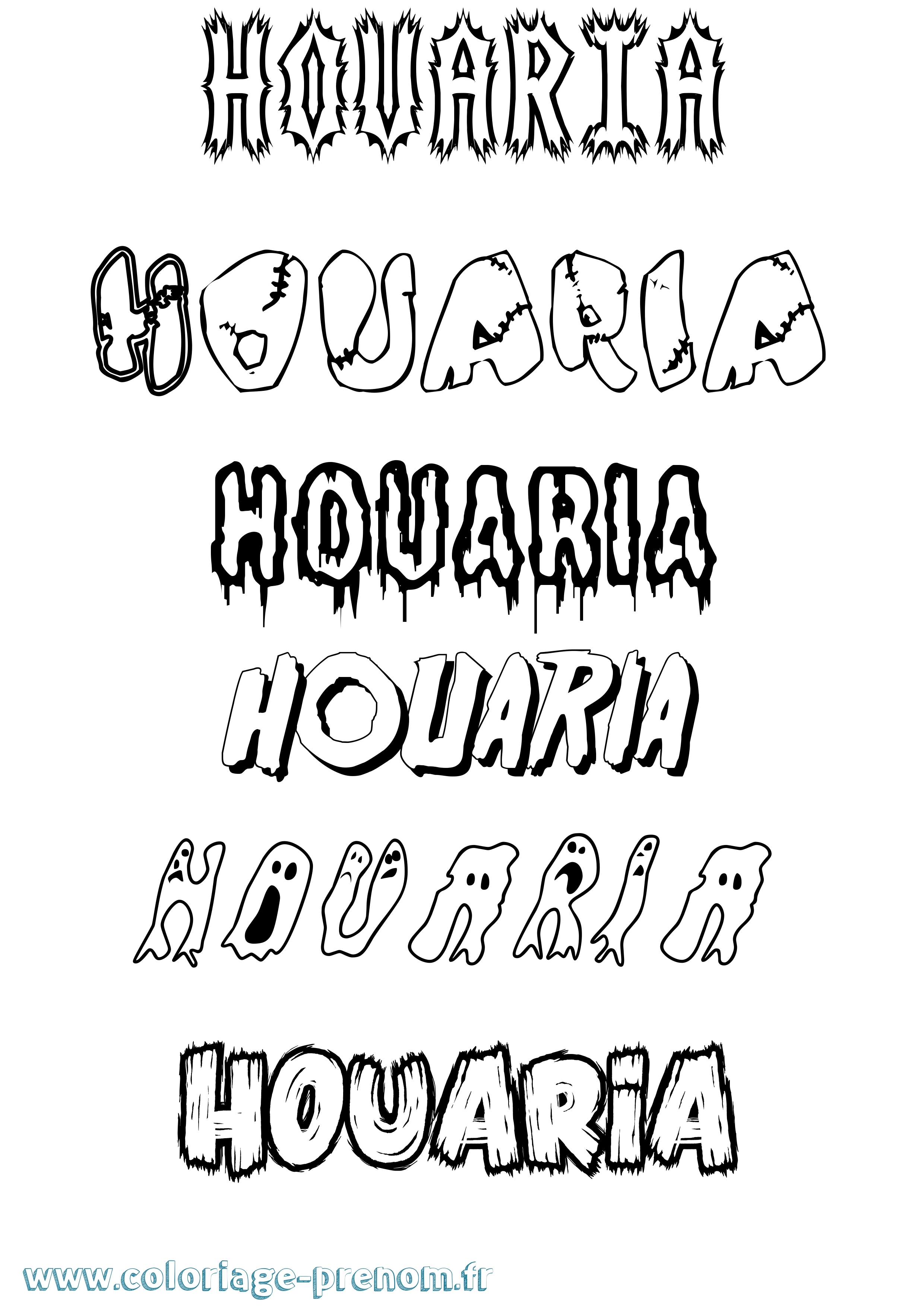 Coloriage Houaria Frisson Coloriage prénom Houaria Frisson