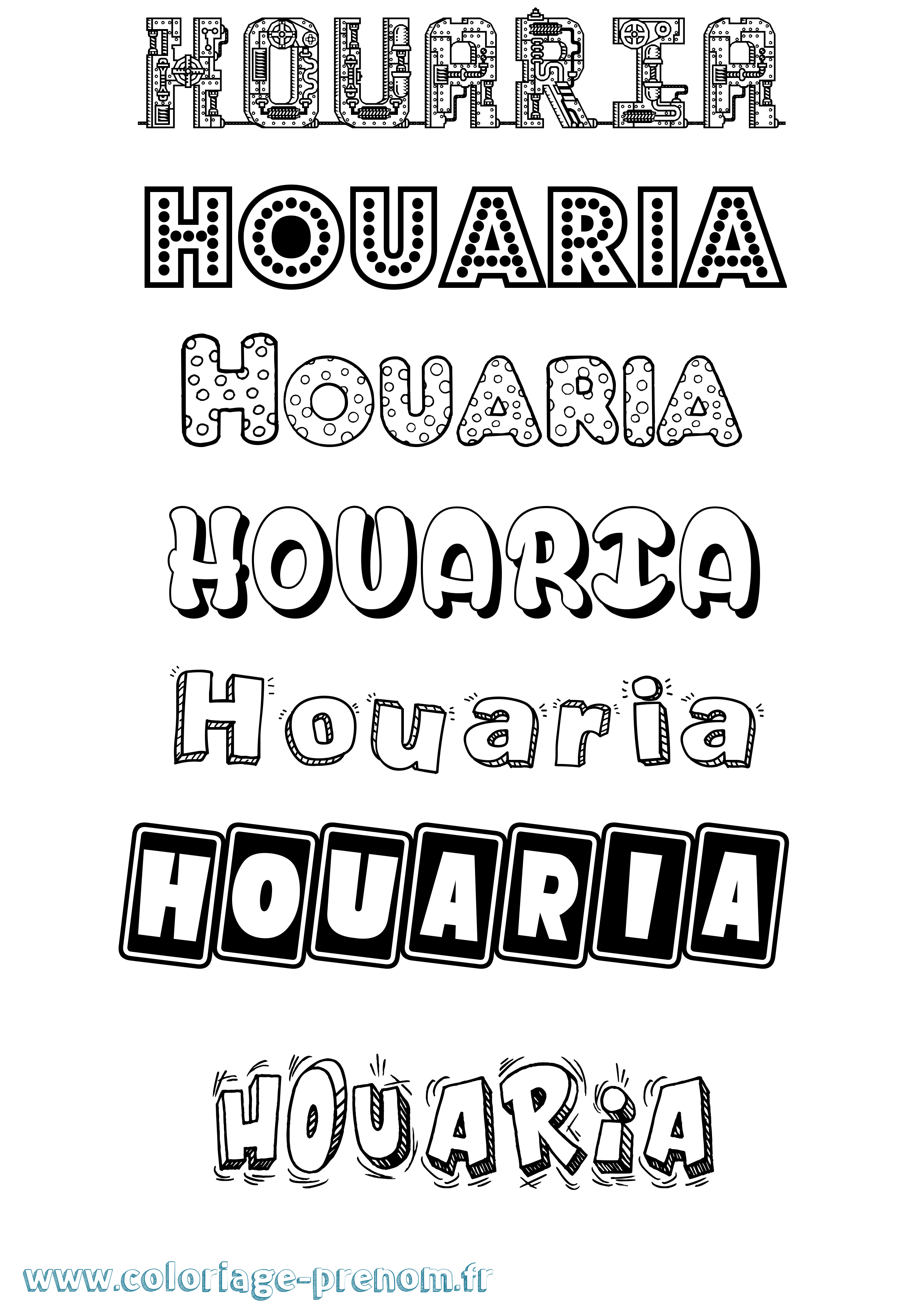 Coloriage Houaria Fun Coloriage prénom Houaria Fun