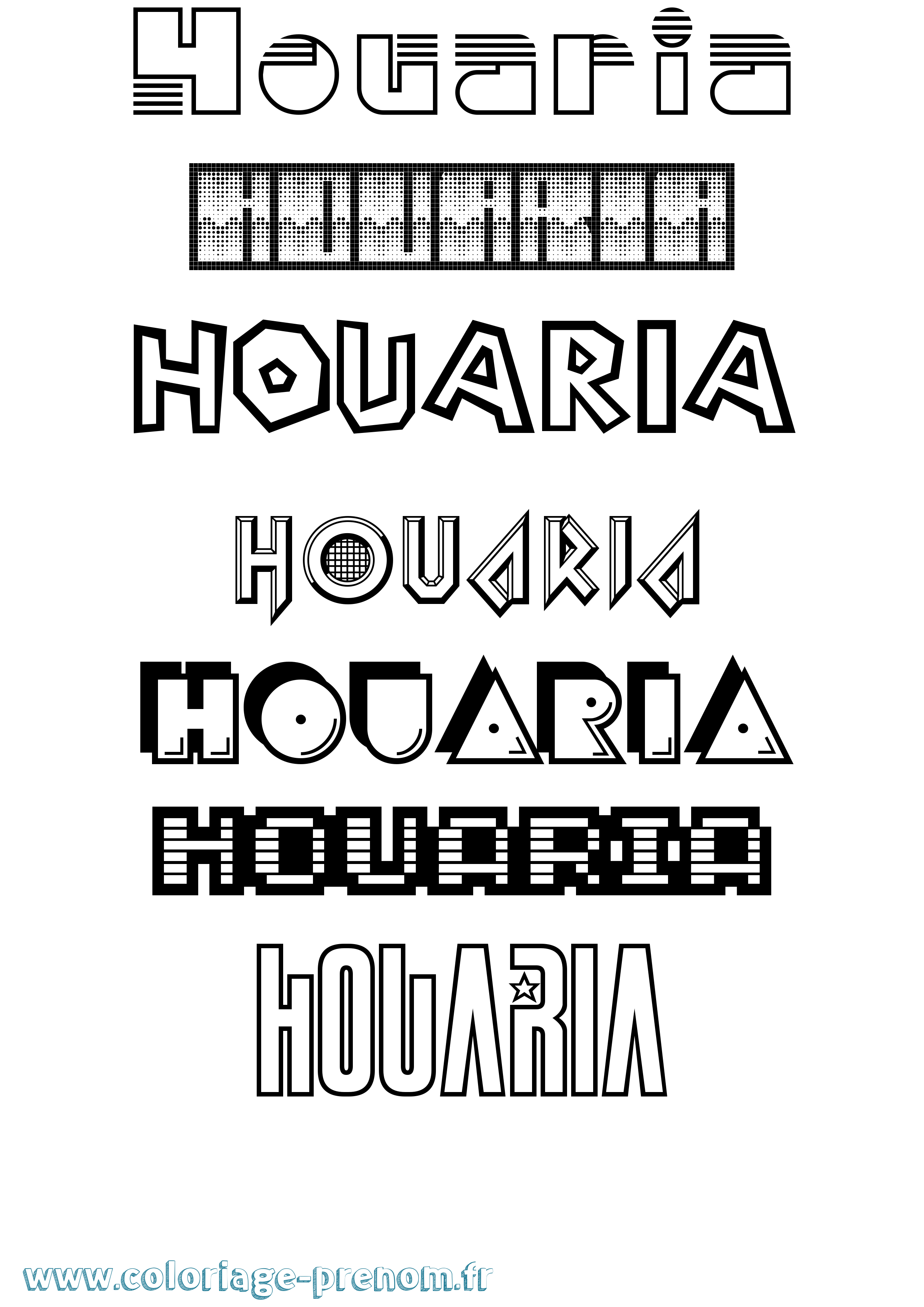 Coloriage Houaria Jeux Vidéos Coloriage prénom Houaria Jeux Vidéos