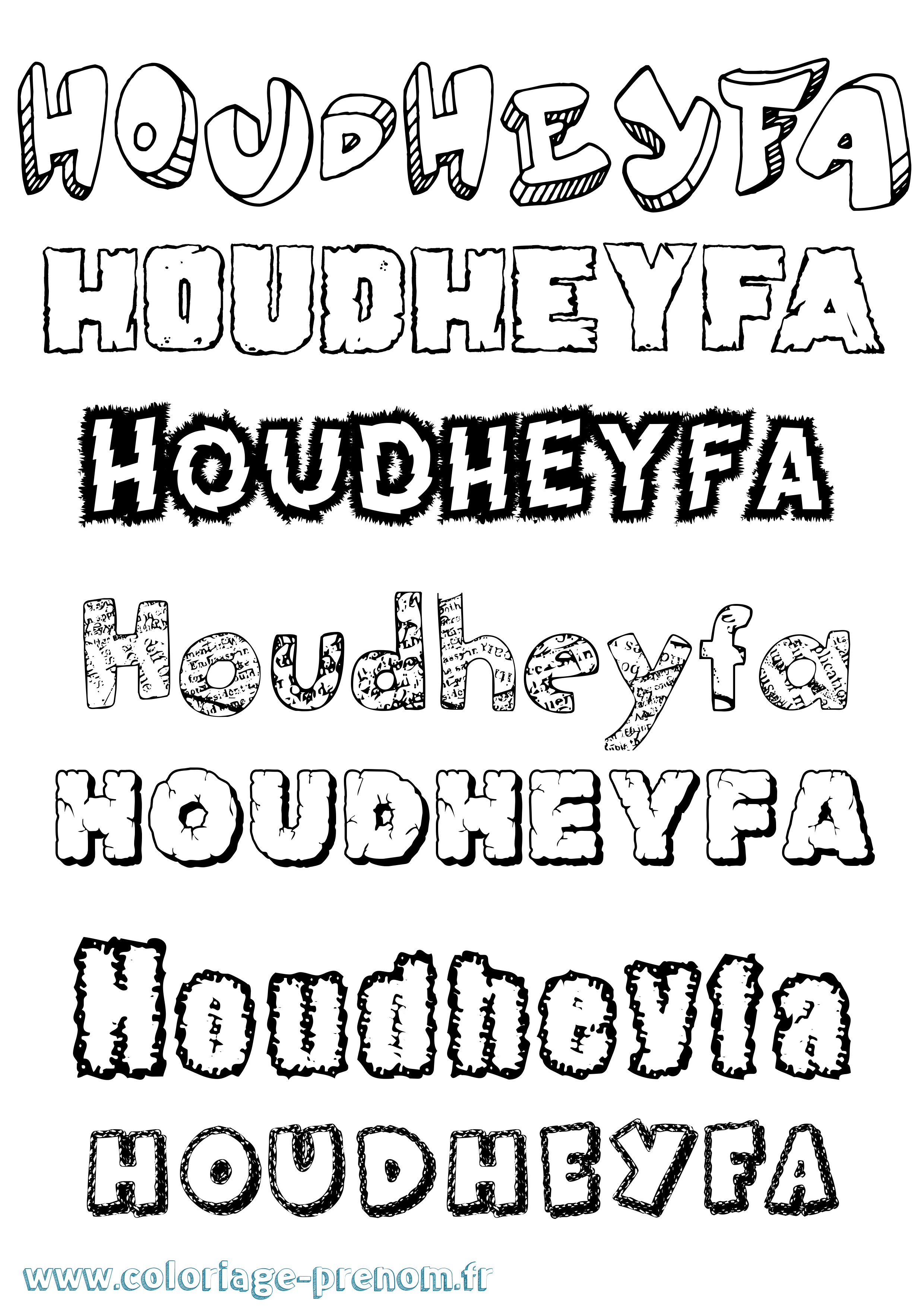 Coloriage Houdheyfa Destructuré Coloriage prénom Houdheyfa Destructuré