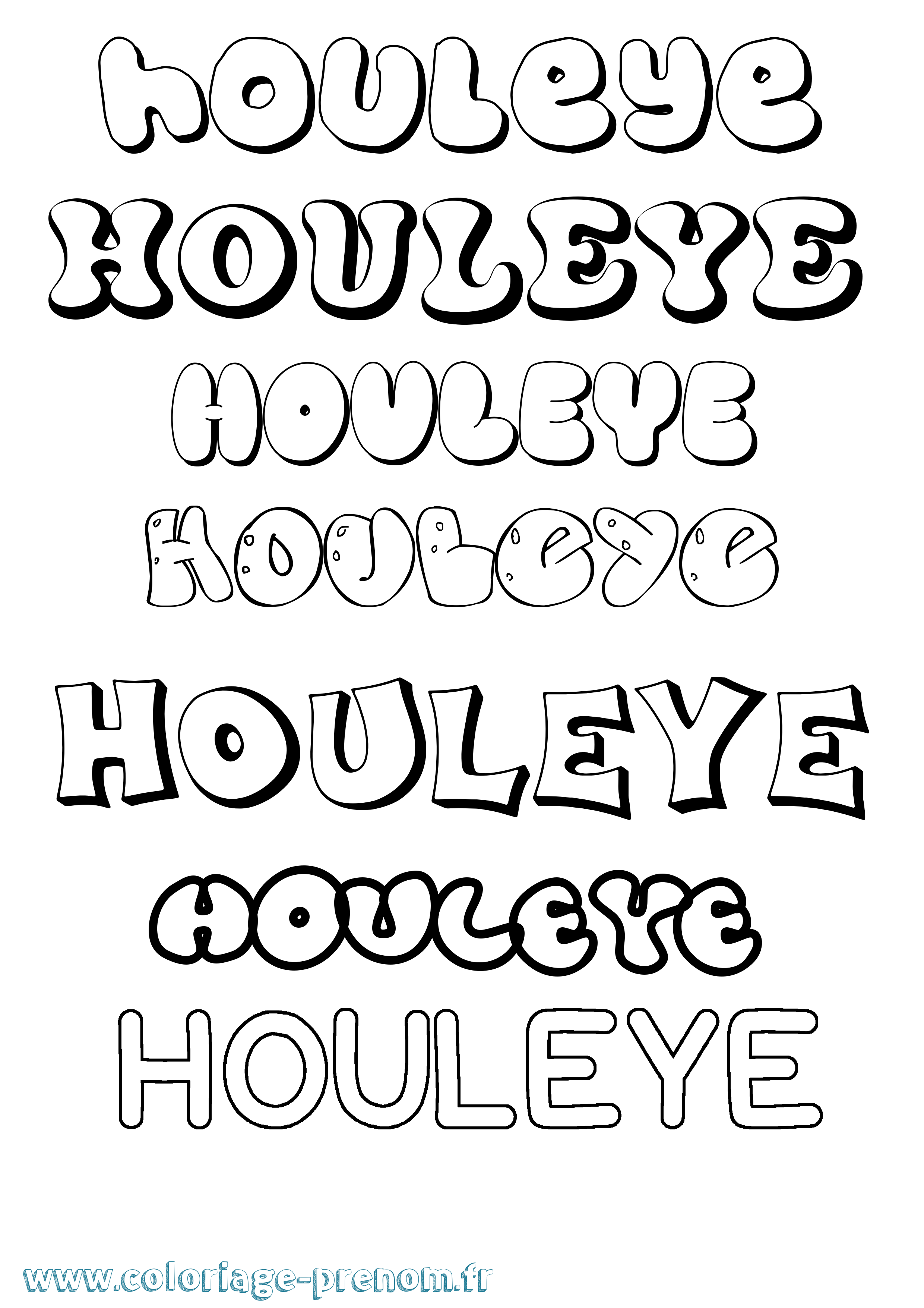 Coloriage Houleye Bubble Coloriage prénom Houleye Bubble