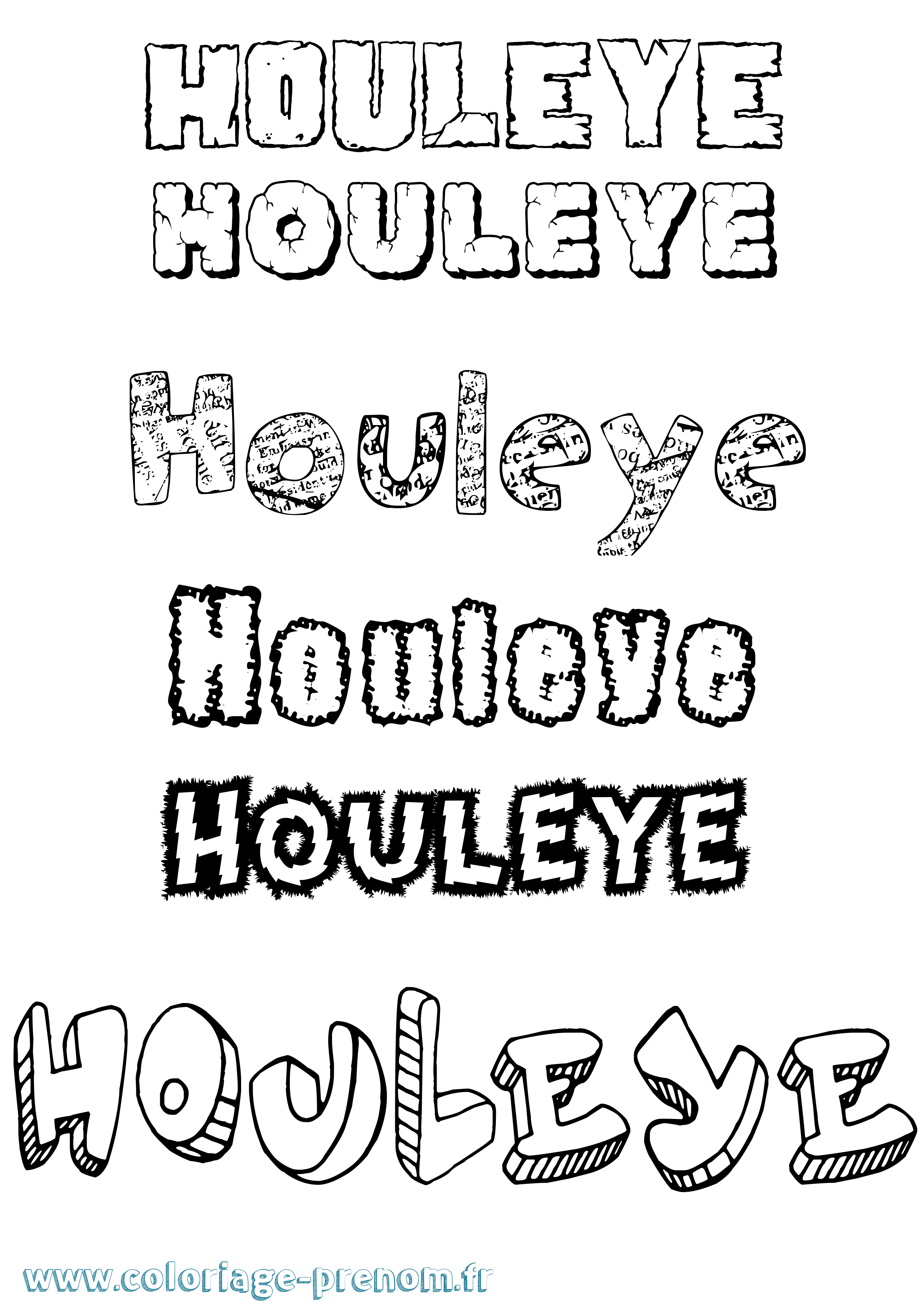 Coloriage Houleye Destructuré Coloriage prénom Houleye Destructuré