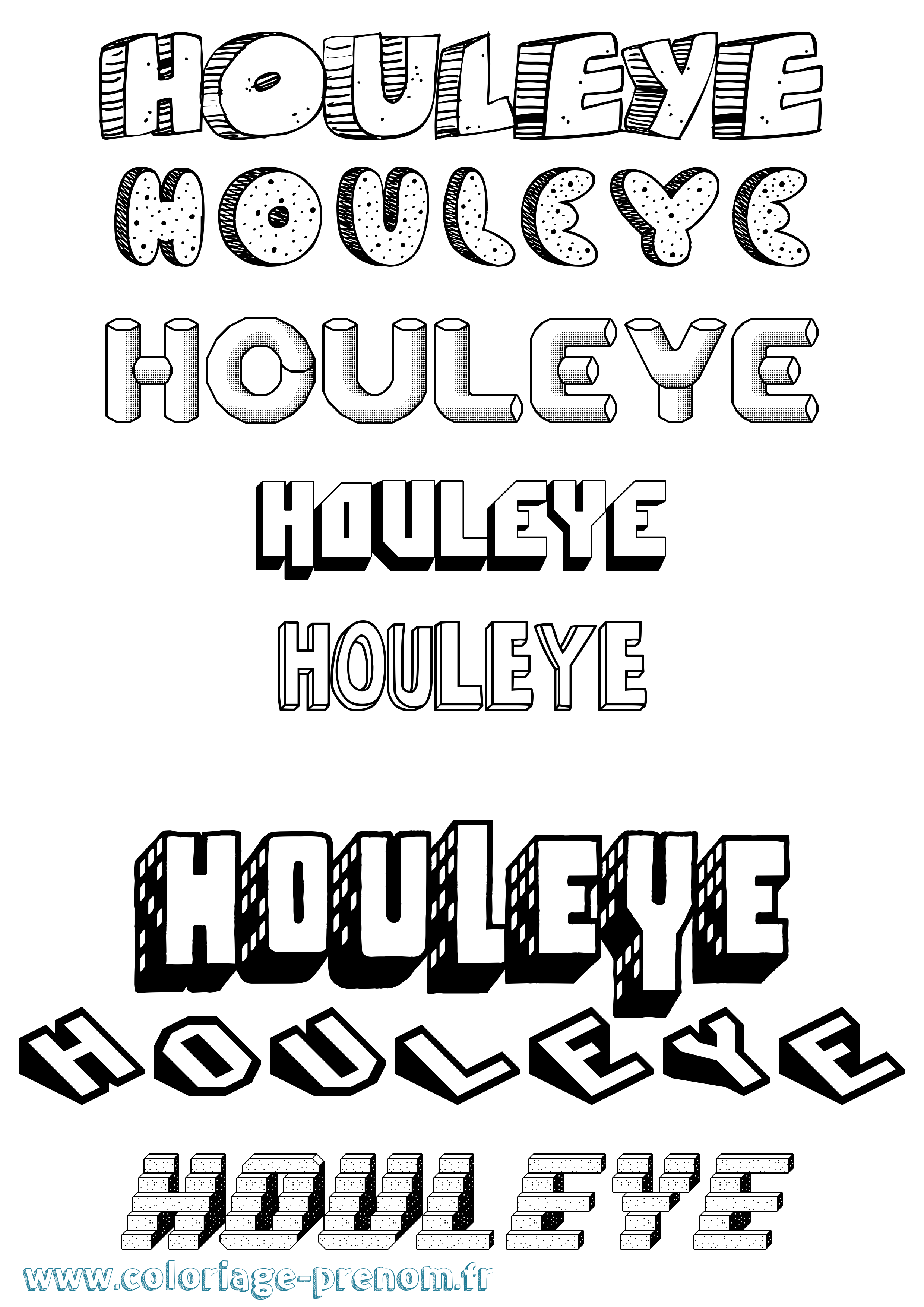 Coloriage Houleye Effet 3D Coloriage prénom Houleye Effet 3D
