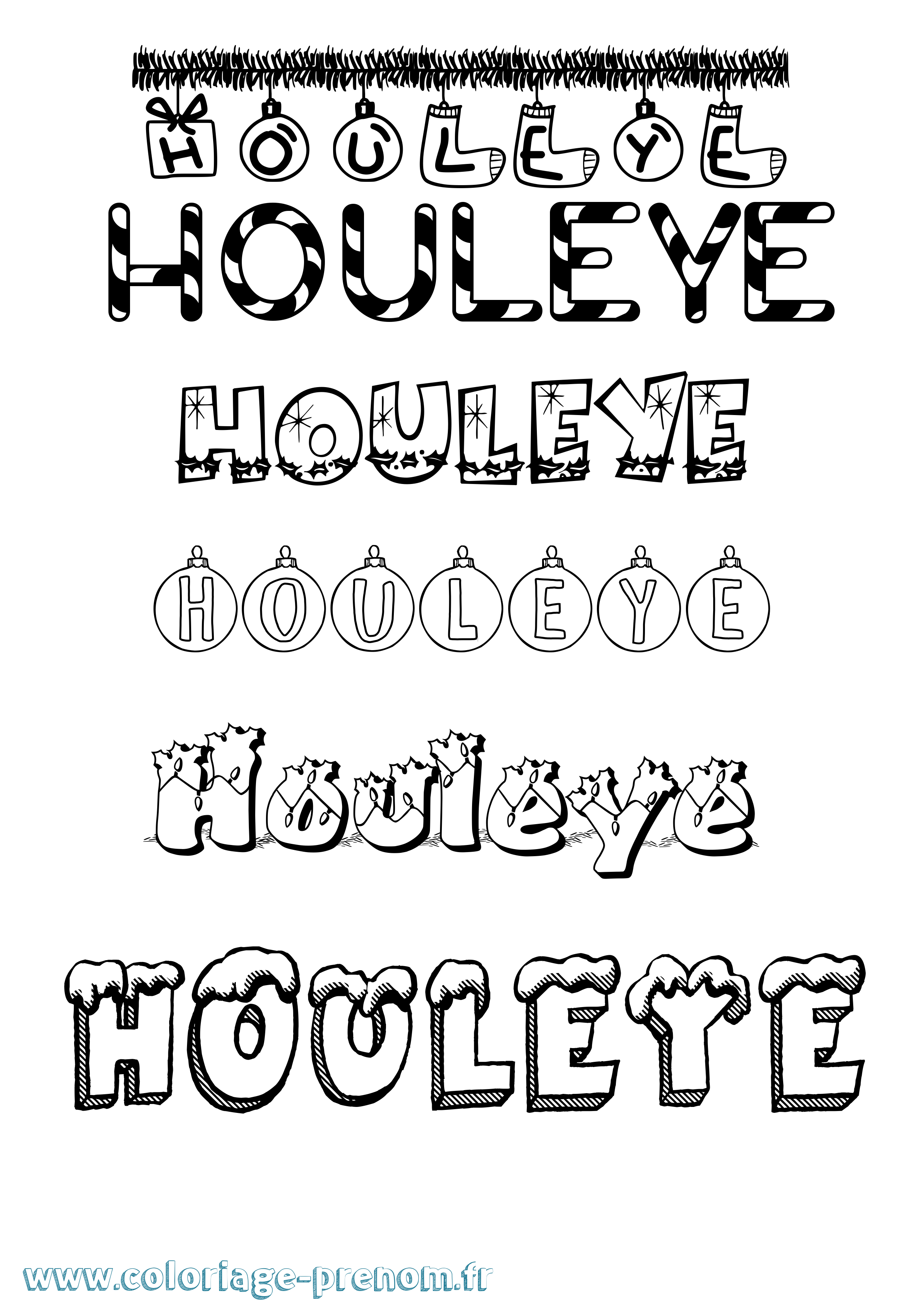 Coloriage Houleye Noël Coloriage prénom Houleye Noël