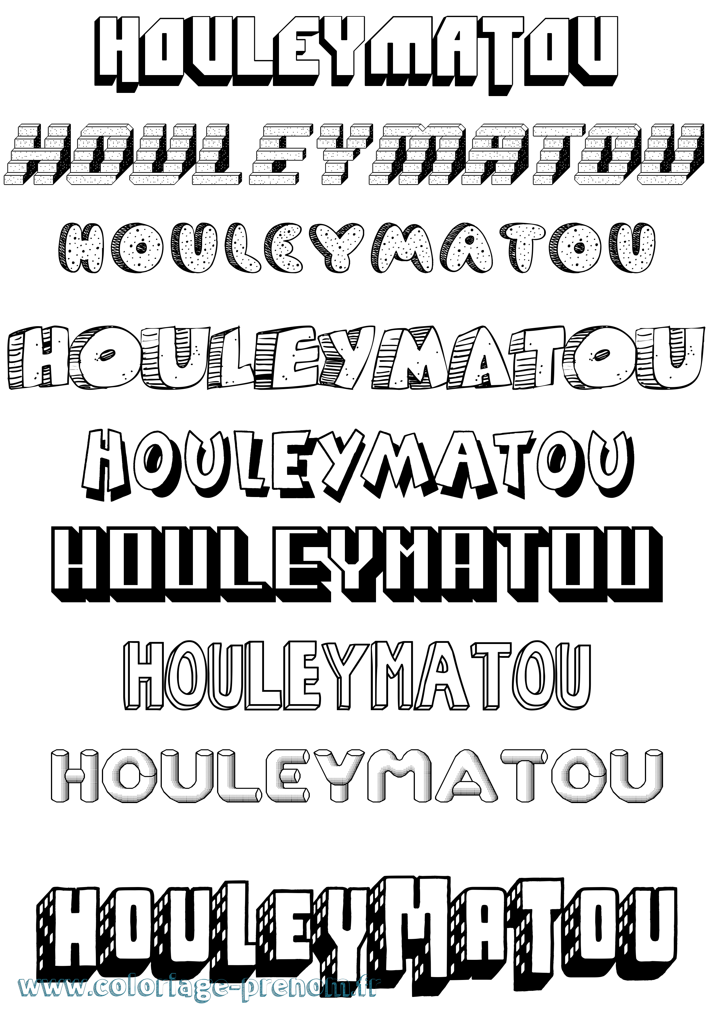 Coloriage Houleymatou Effet 3D Coloriage prénom Houleymatou Effet 3D
