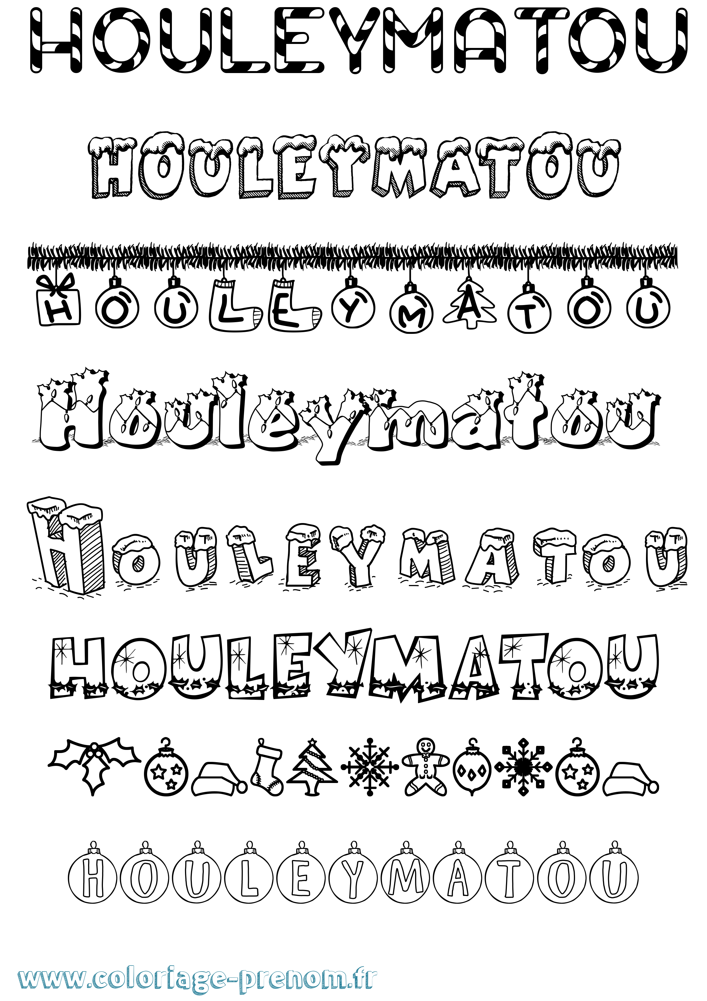 Coloriage Houleymatou Noël Coloriage prénom Houleymatou Noël