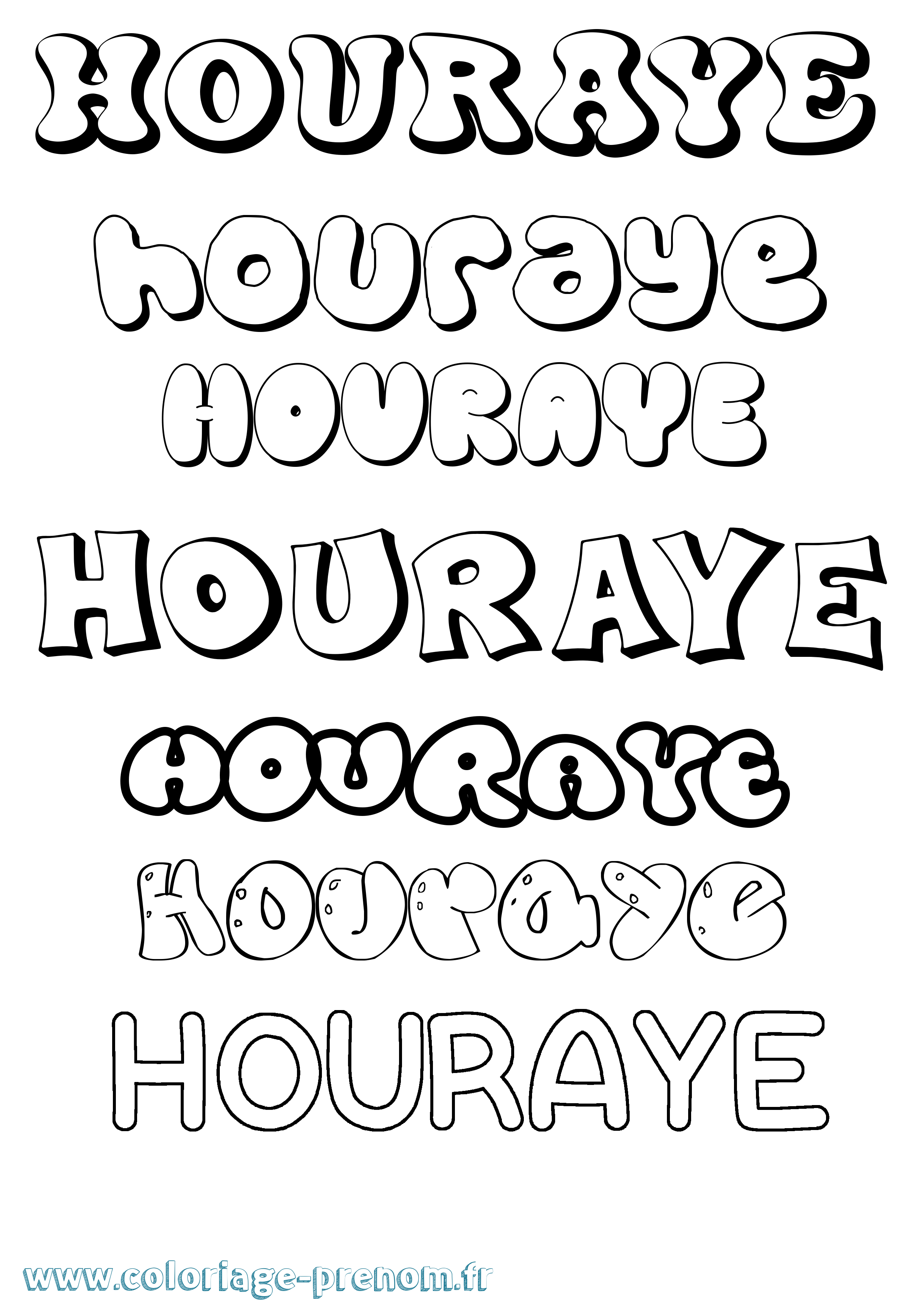 Coloriage Houraye Bubble Coloriage prénom Houraye Bubble