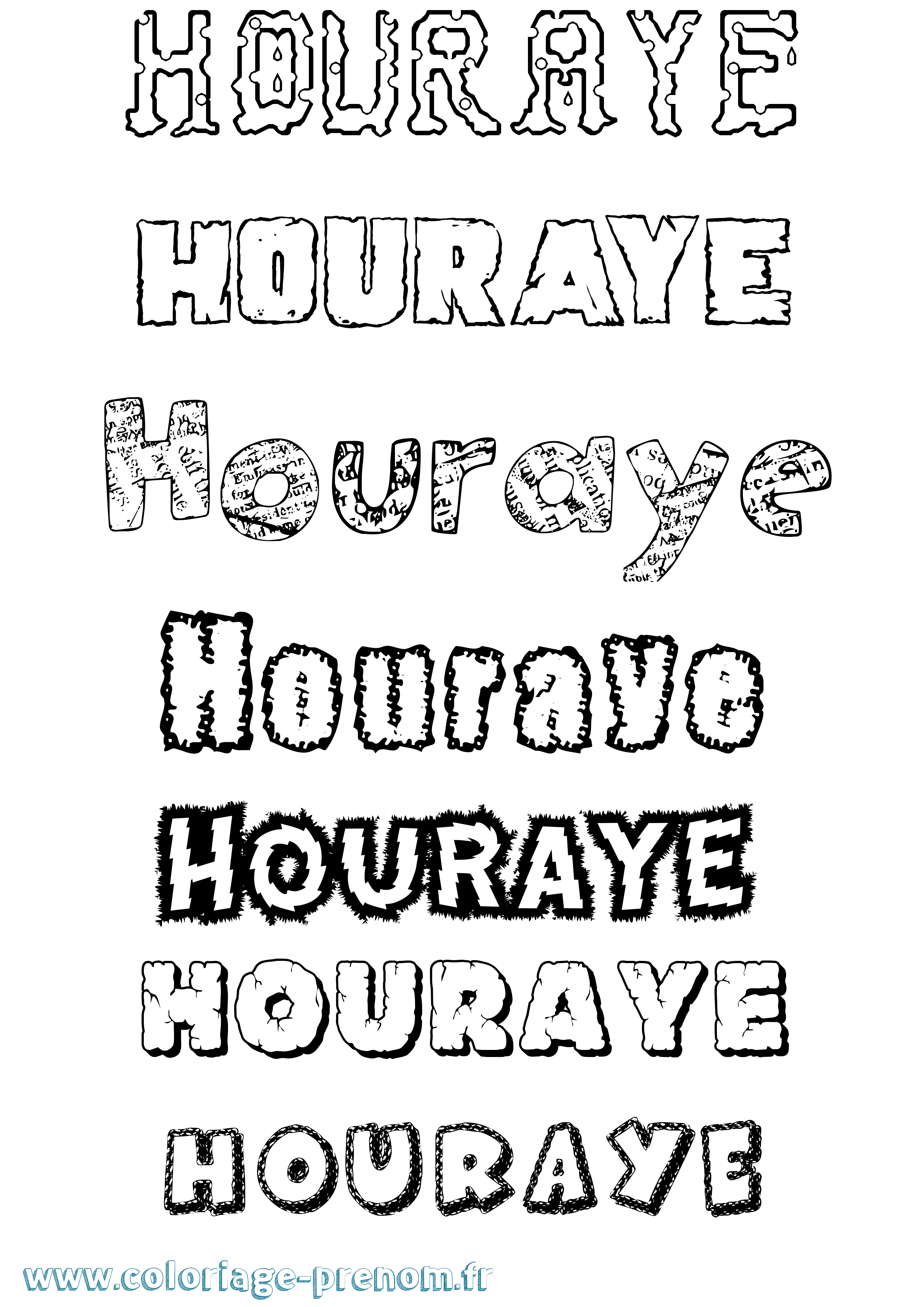 Coloriage Houraye Destructuré Coloriage prénom Houraye Destructuré