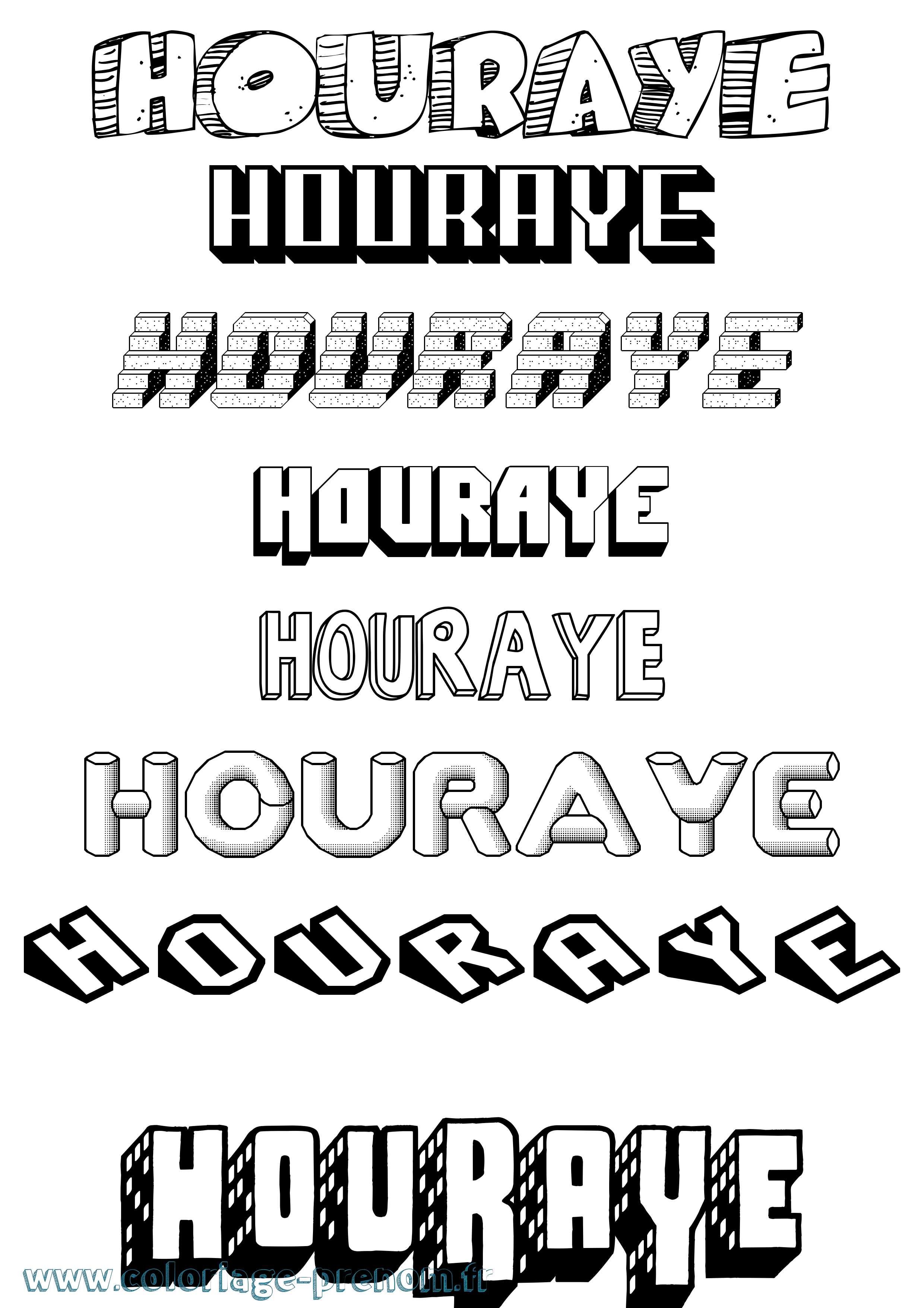 Coloriage Houraye Effet 3D Coloriage prénom Houraye Effet 3D