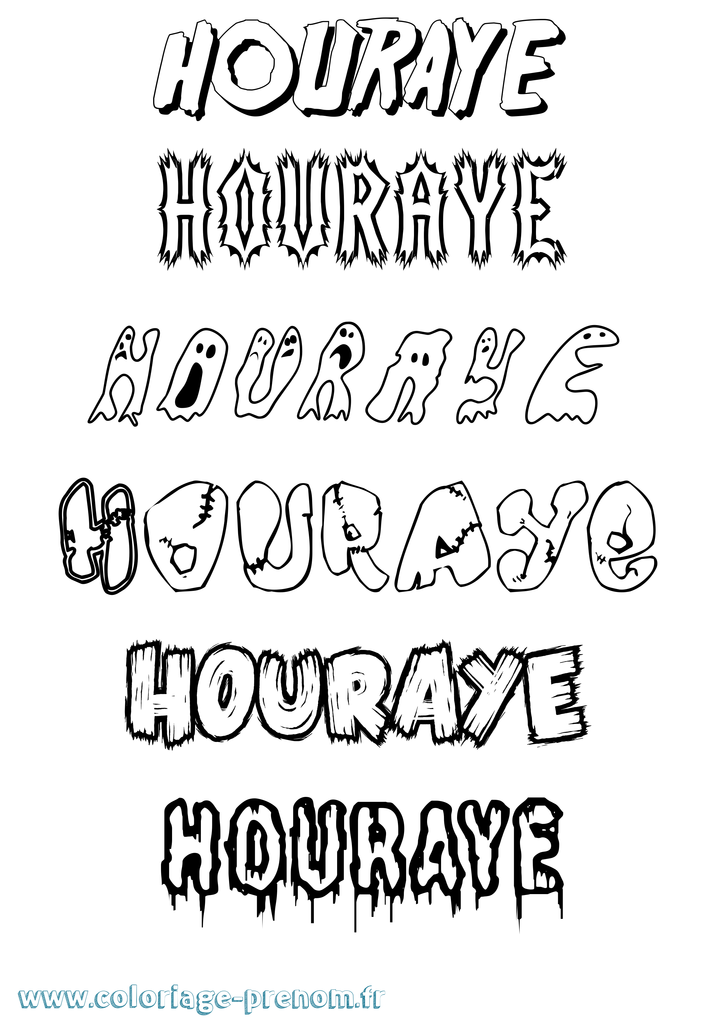 Coloriage Houraye Frisson Coloriage prénom Houraye Frisson