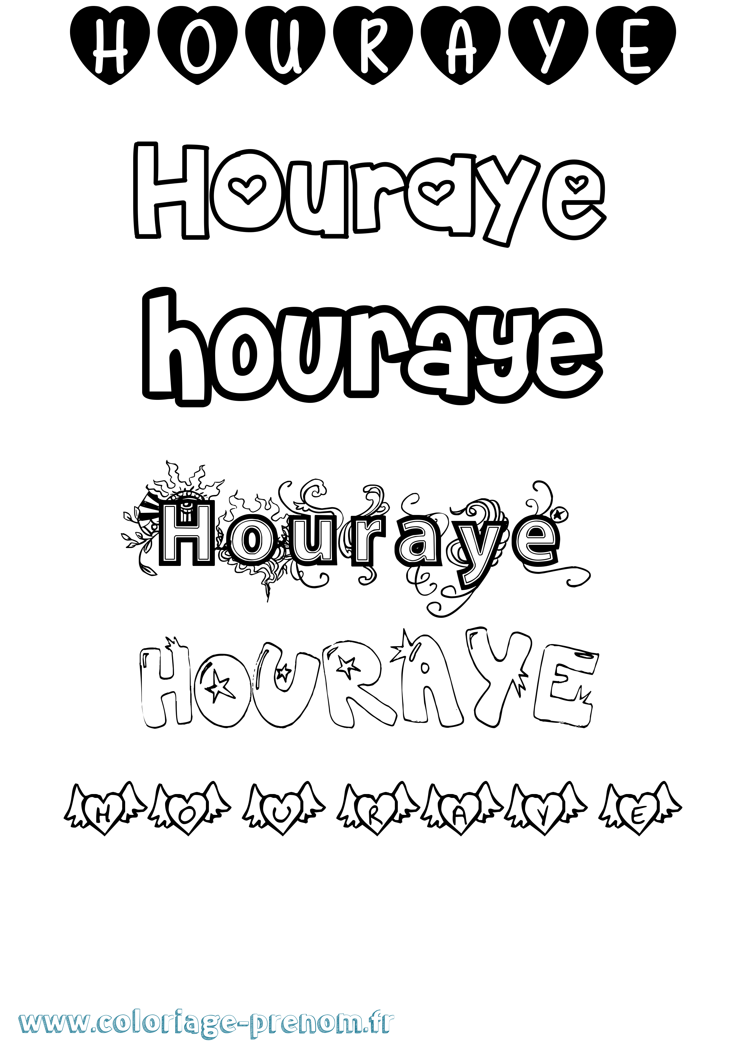 Coloriage Houraye Girly Coloriage prénom Houraye Girly