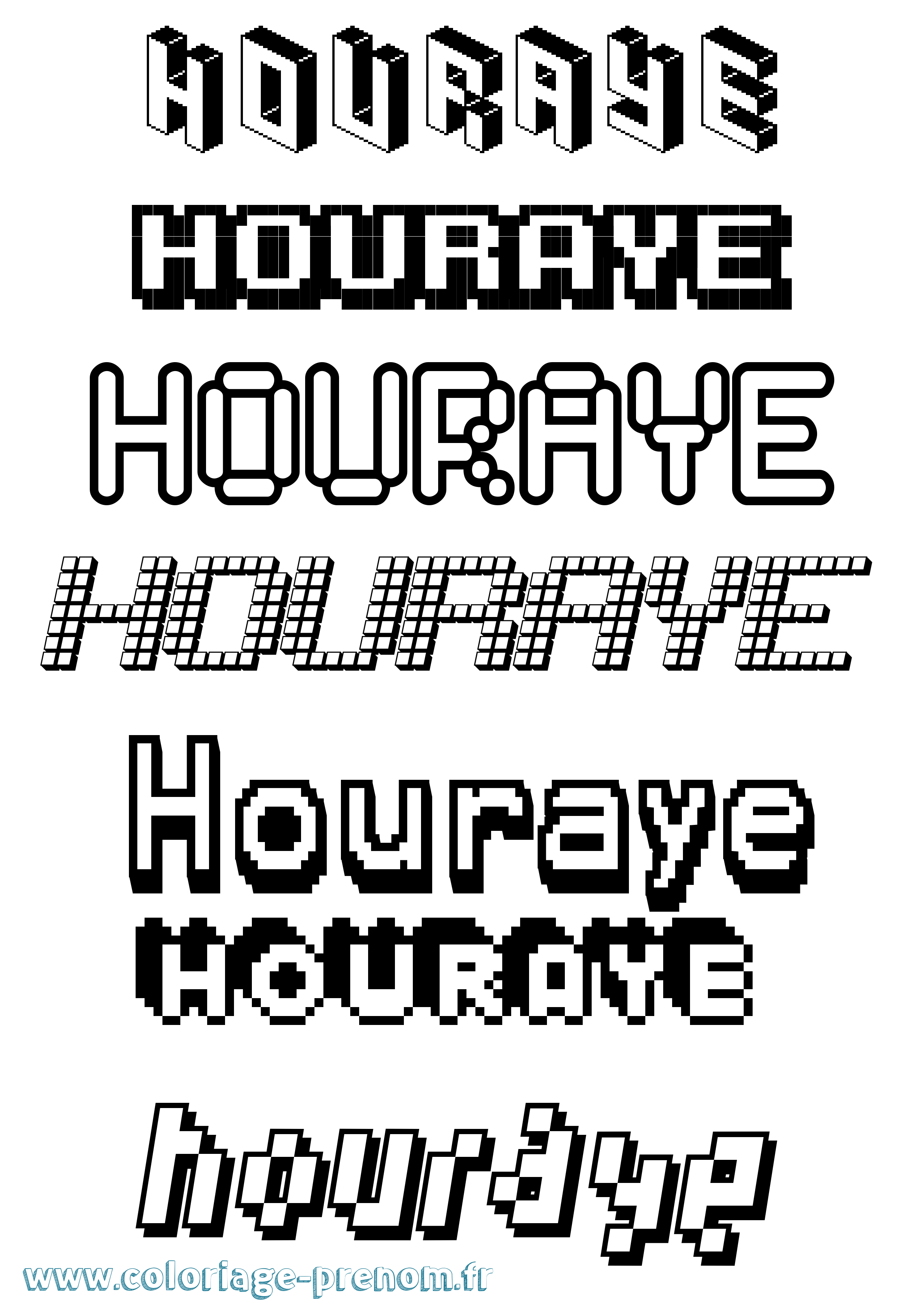 Coloriage Houraye Pixel Coloriage prénom Houraye Pixel