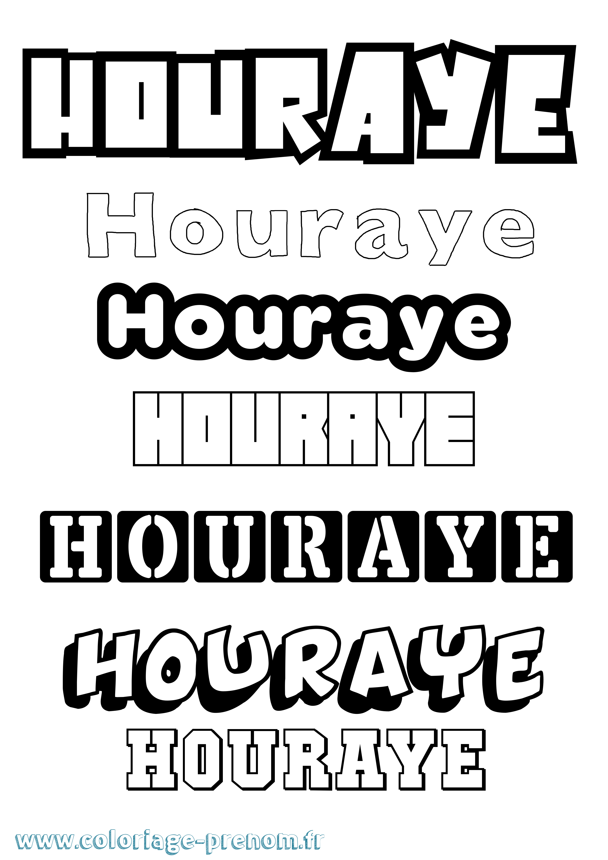 Coloriage Houraye Simple Coloriage prénom Houraye Simple