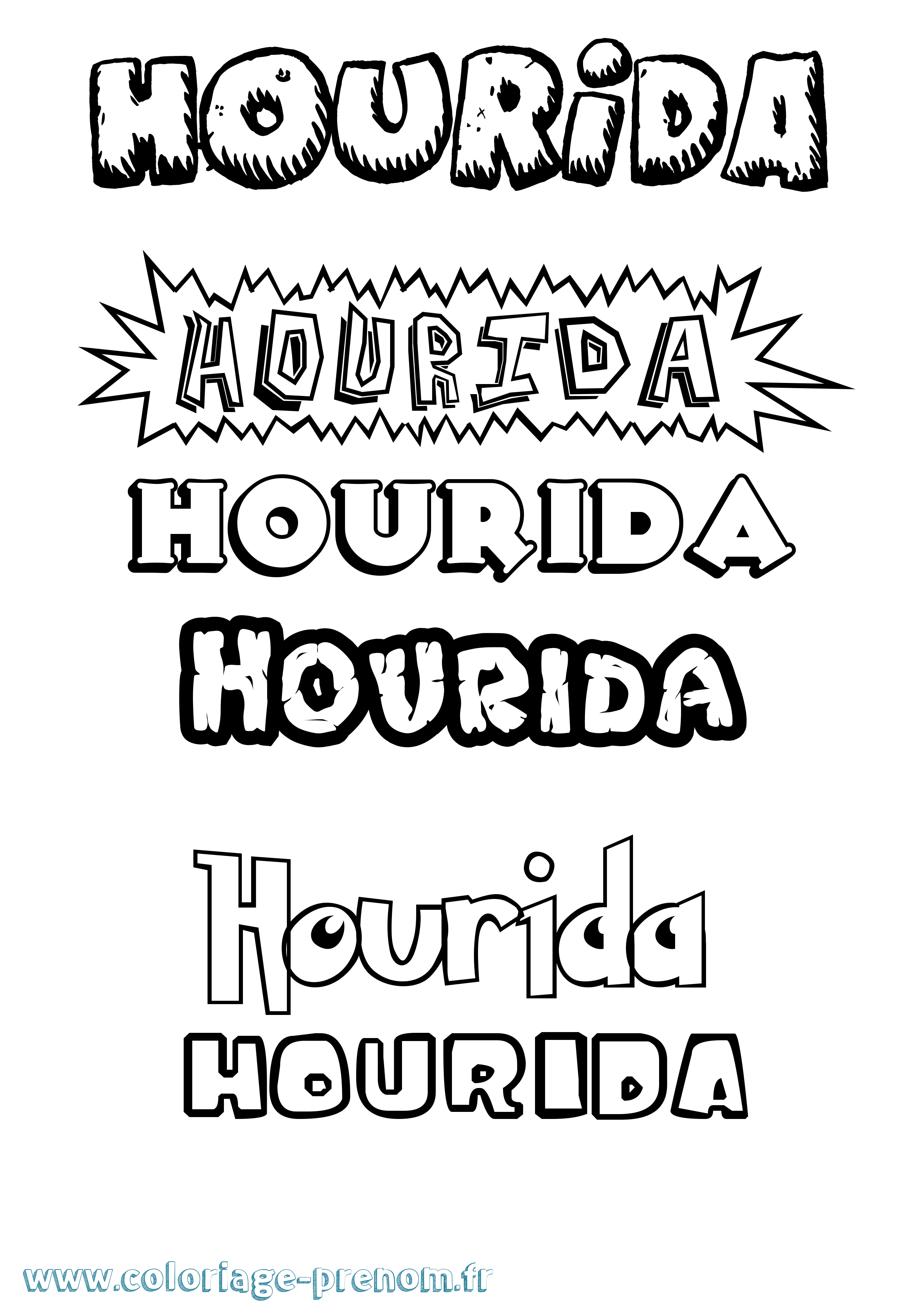 Coloriage Hourida Dessin Animé Coloriage prénom Hourida Dessin Animé