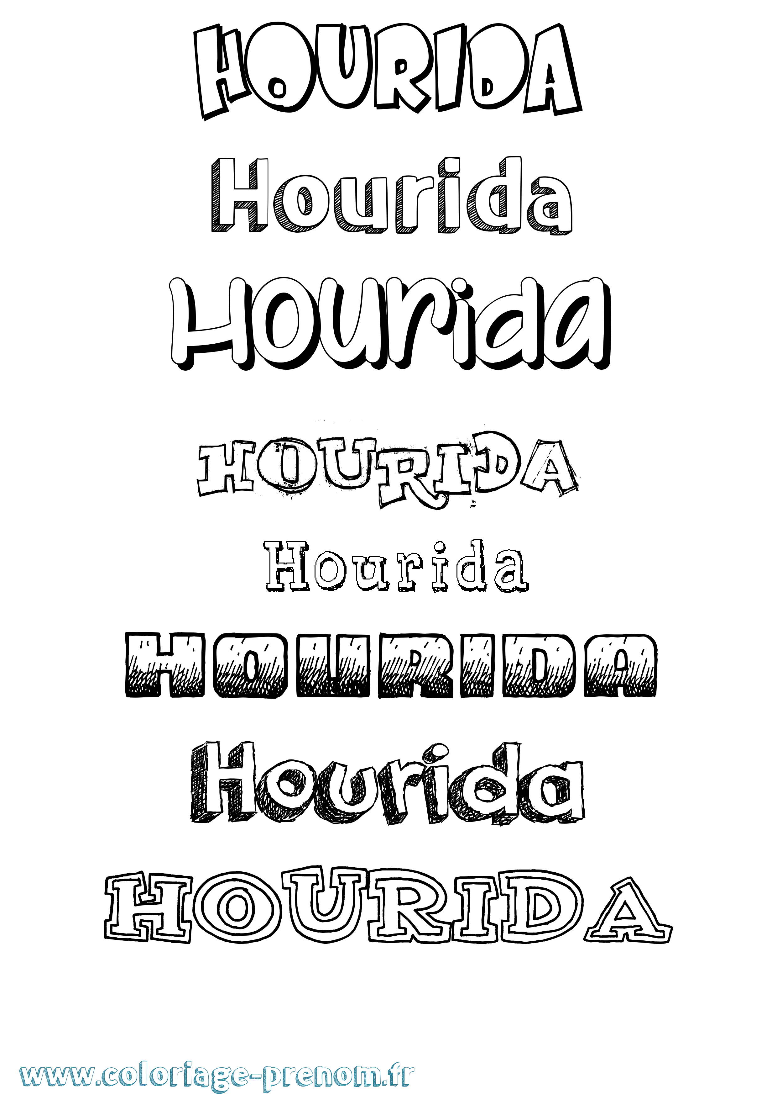 Coloriage Hourida Dessiné Coloriage prénom Hourida Dessiné