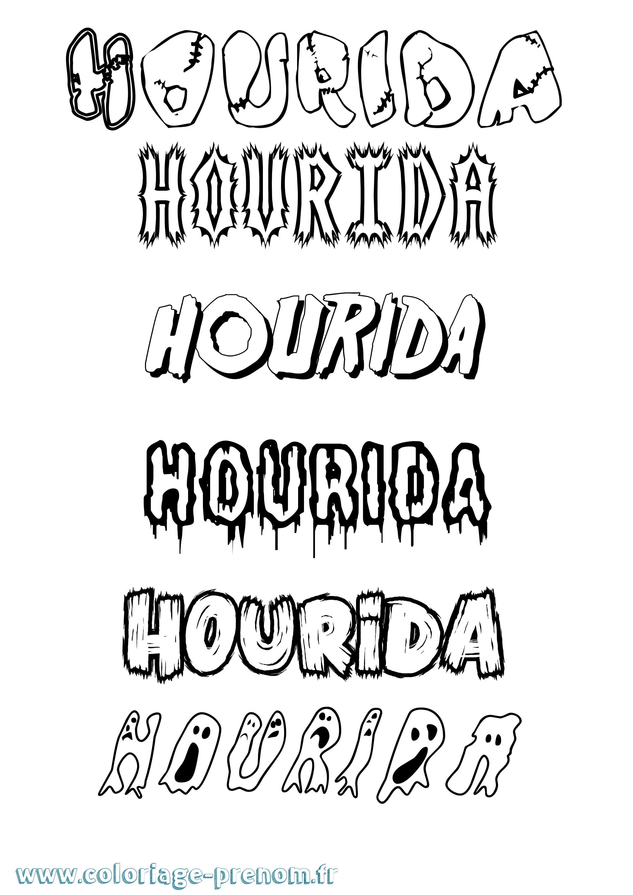 Coloriage Hourida Frisson Coloriage prénom Hourida Frisson