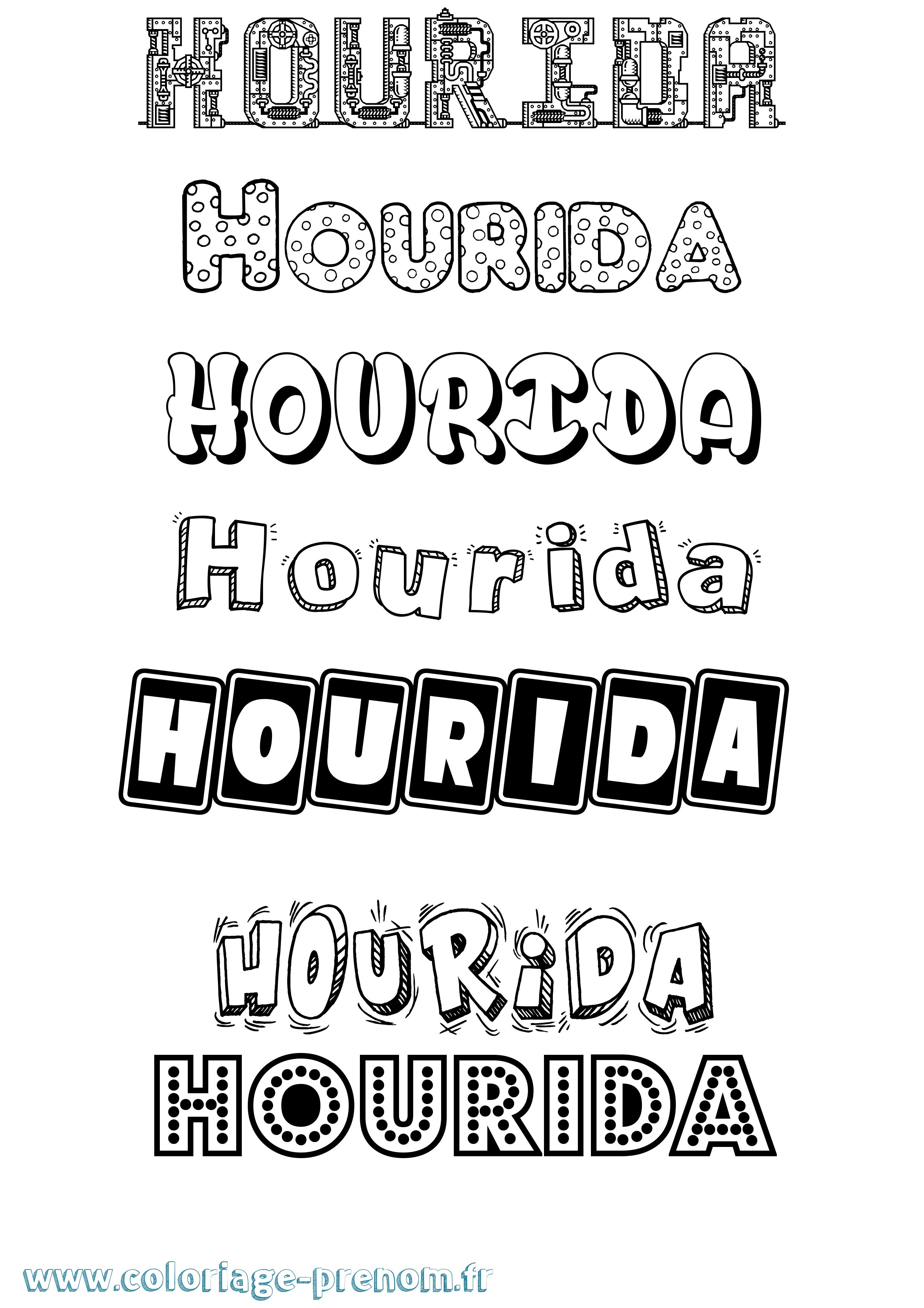Coloriage Hourida Fun Coloriage prénom Hourida Fun