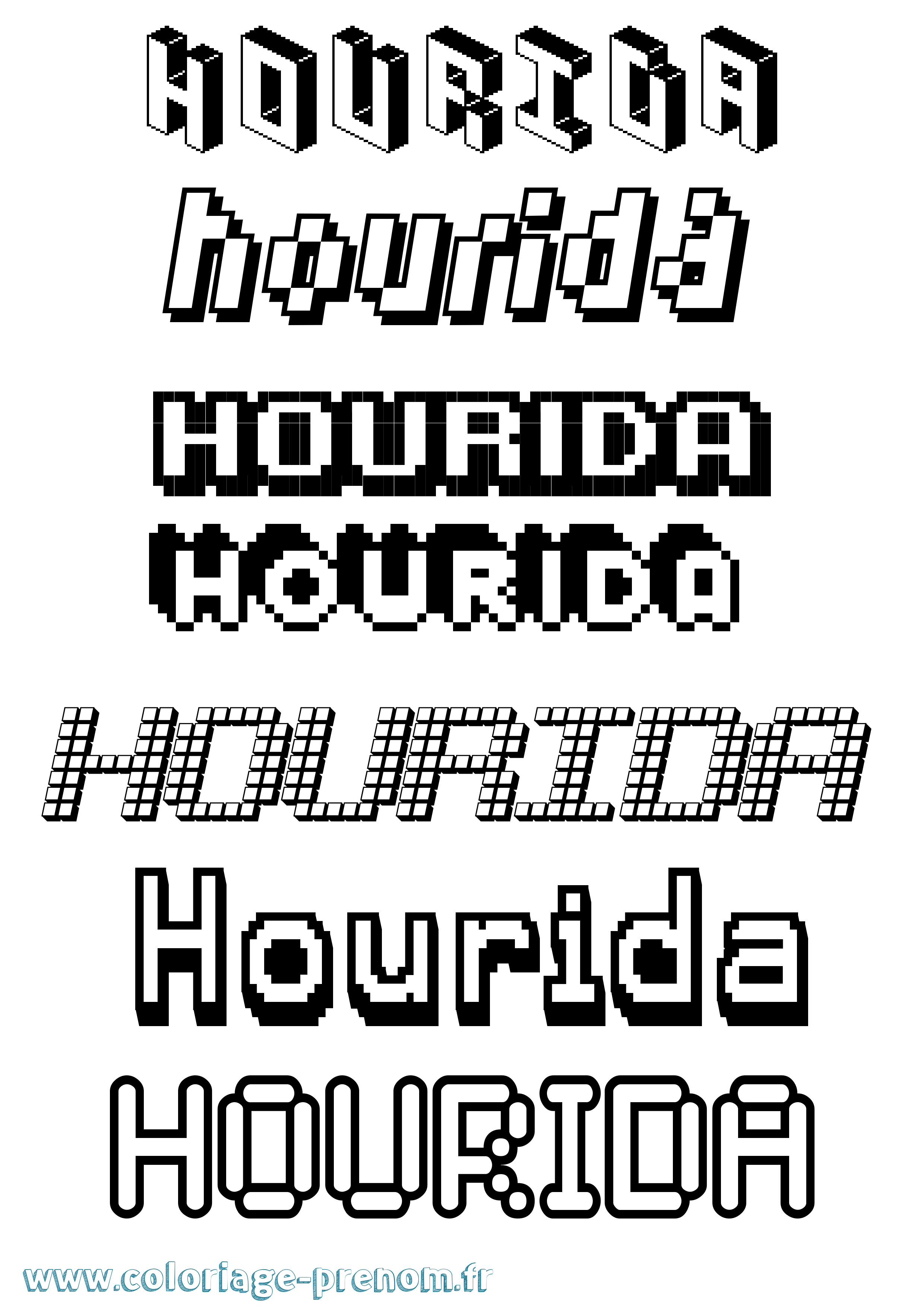 Coloriage Hourida Pixel Coloriage prénom Hourida Pixel