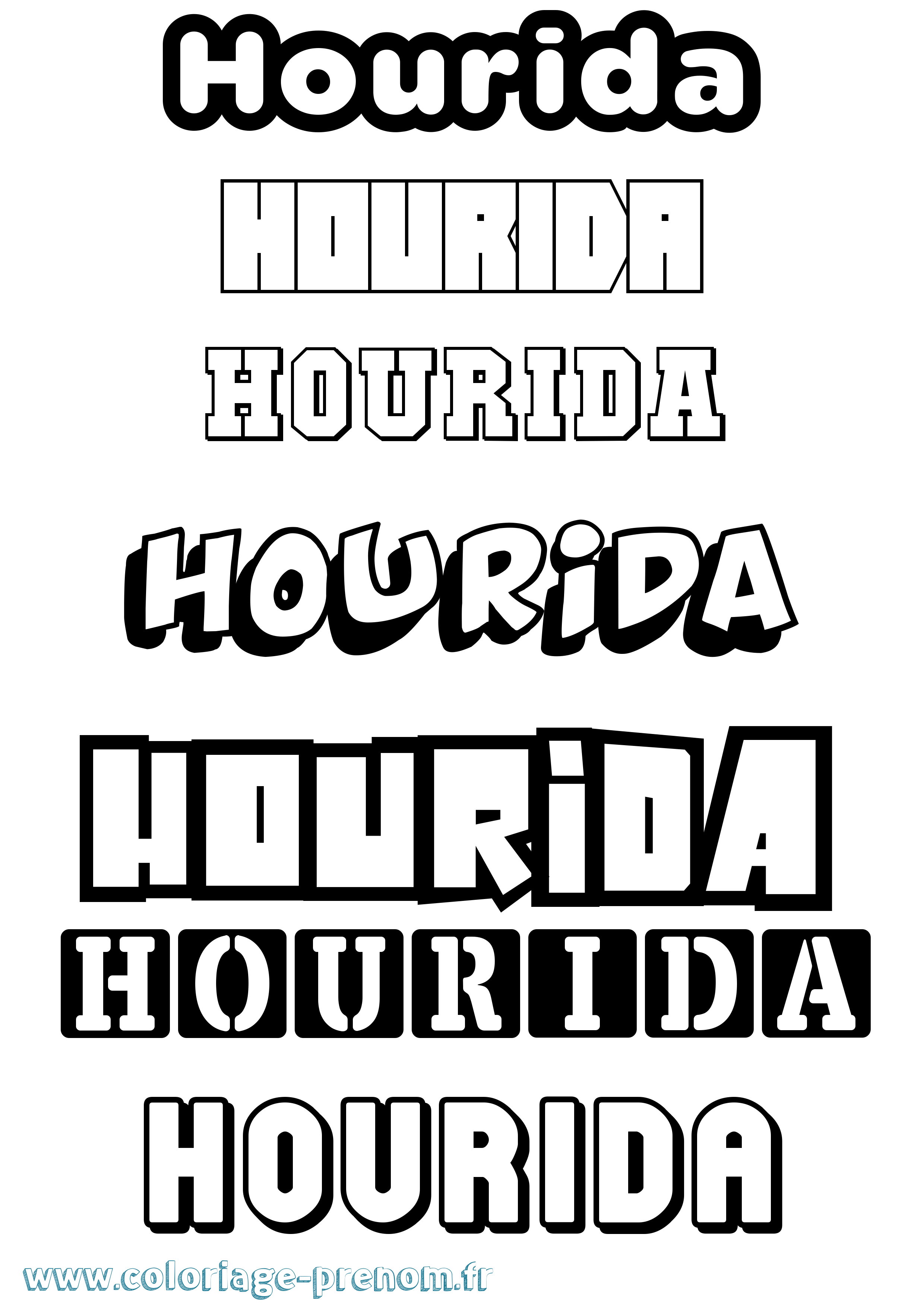 Coloriage Hourida Simple Coloriage prénom Hourida Simple