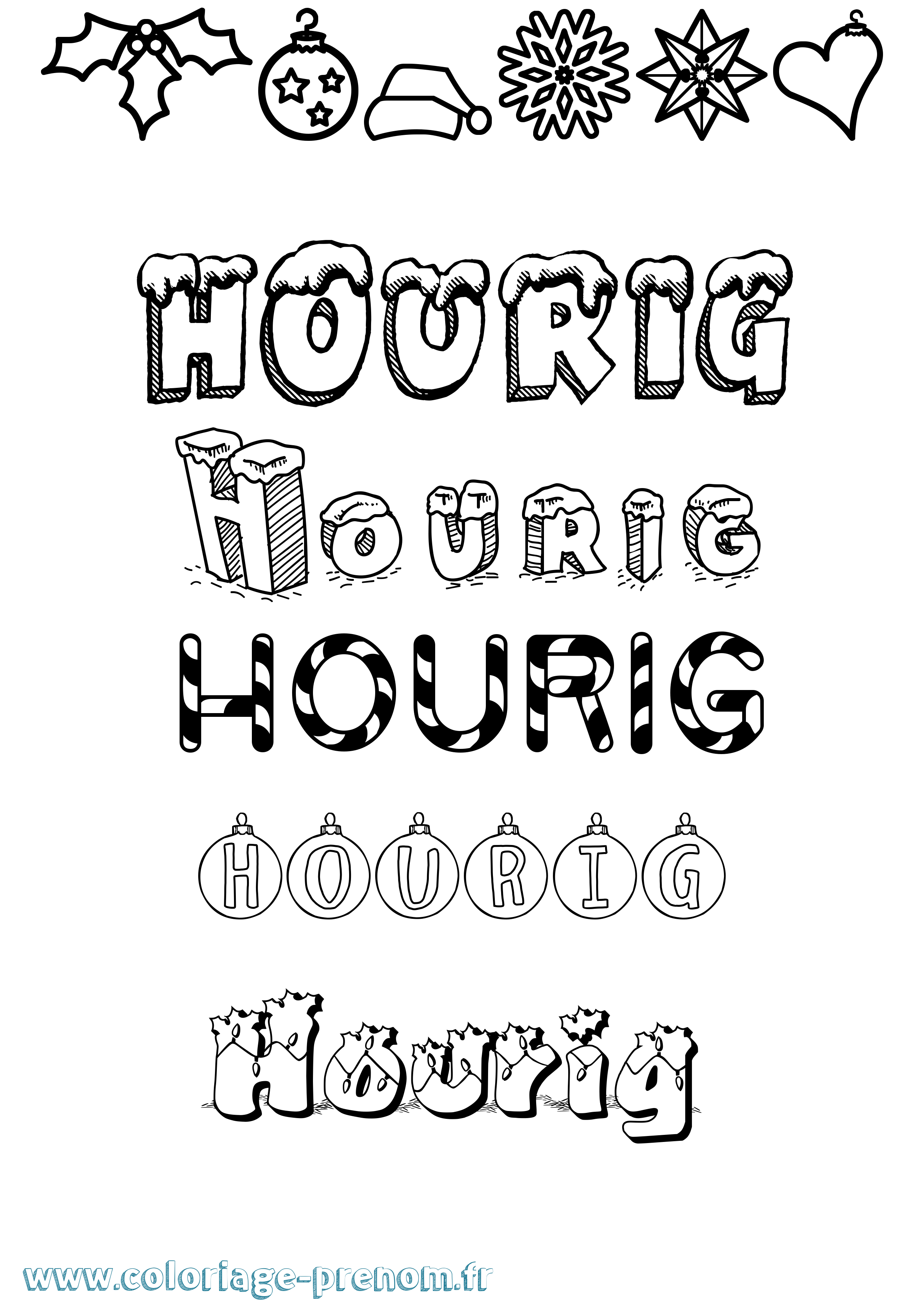 Coloriage Hourig Noël Coloriage prénom Hourig Noël