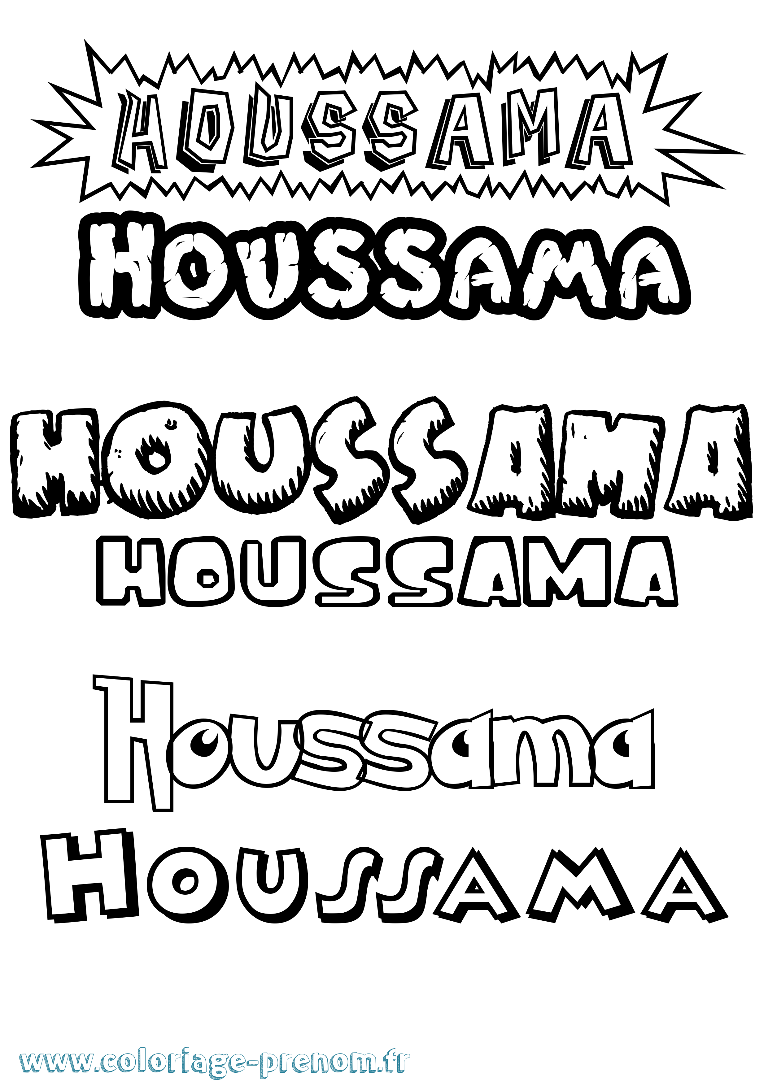Coloriage Houssama Dessin Animé Coloriage prénom Houssama Dessin Animé