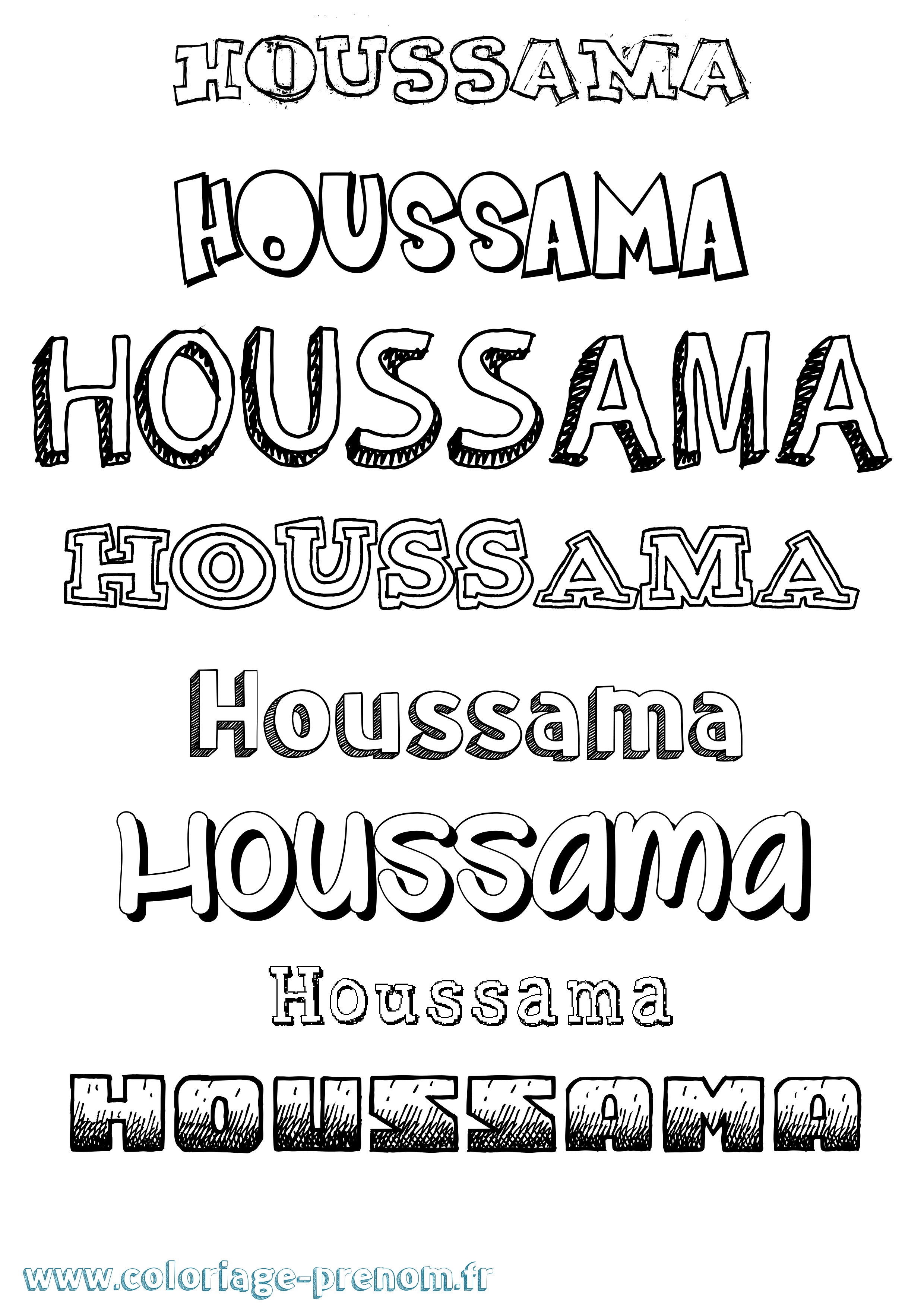 Coloriage Houssama Dessiné Coloriage prénom Houssama Dessiné