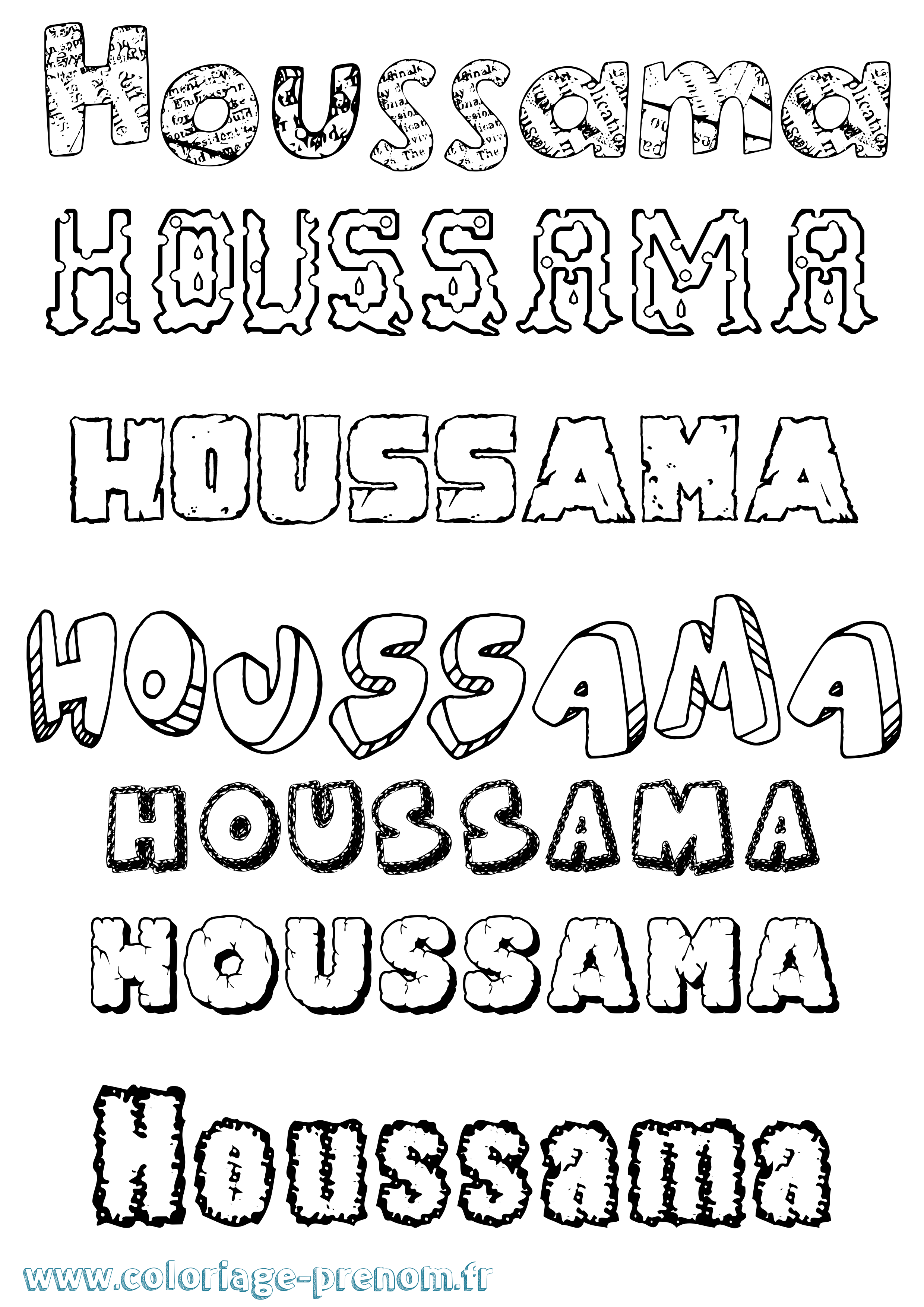 Coloriage Houssama Destructuré Coloriage prénom Houssama Destructuré