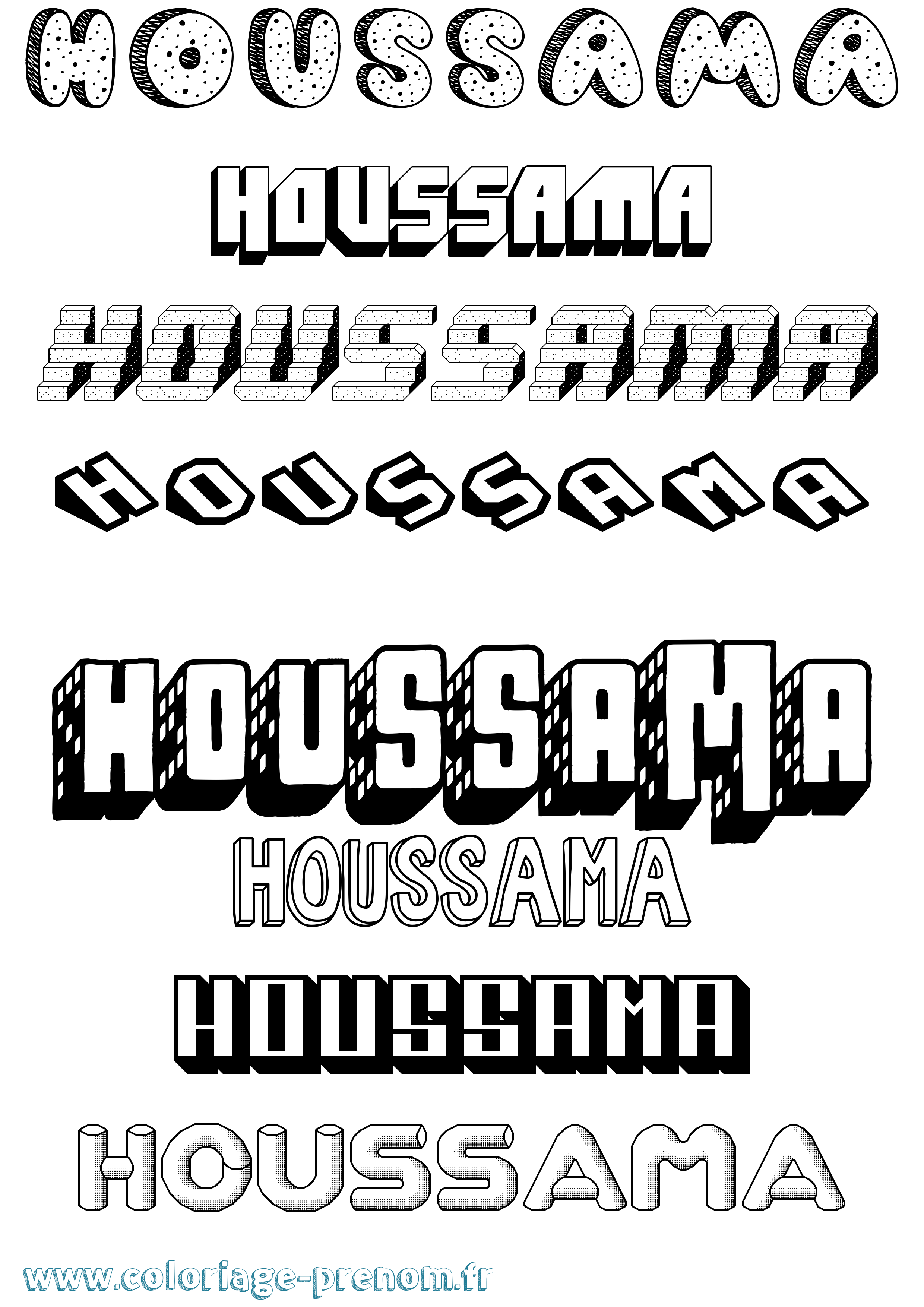 Coloriage Houssama Effet 3D Coloriage prénom Houssama Effet 3D