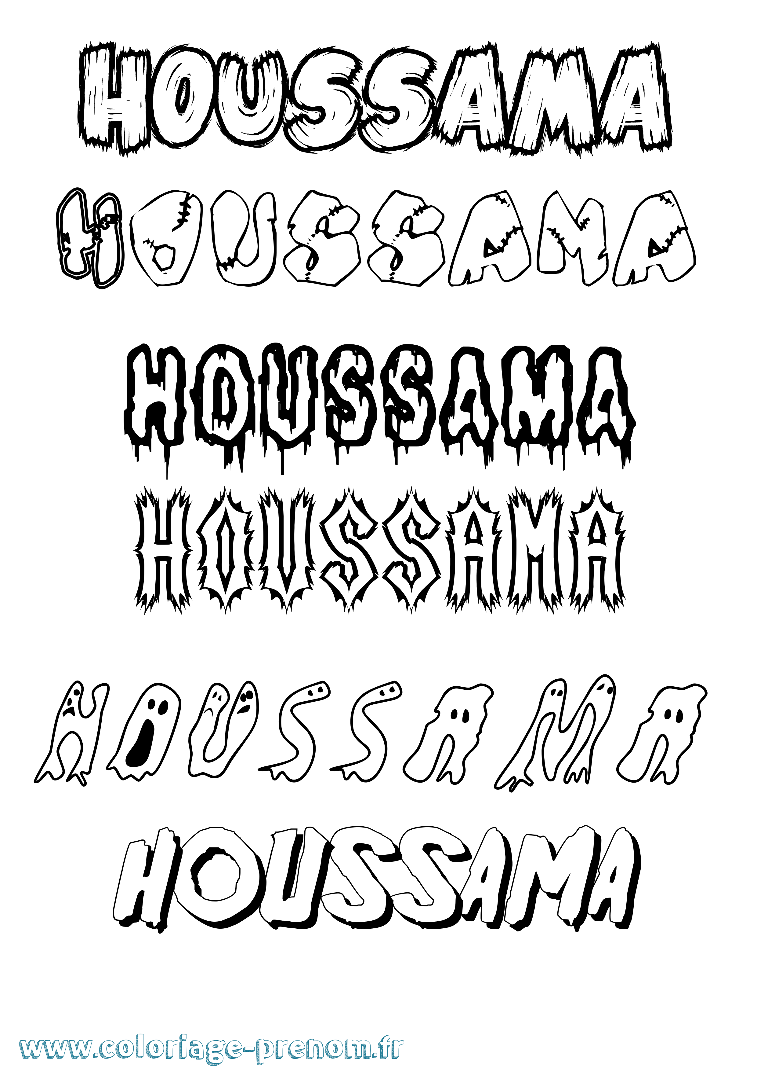 Coloriage Houssama Frisson Coloriage prénom Houssama Frisson