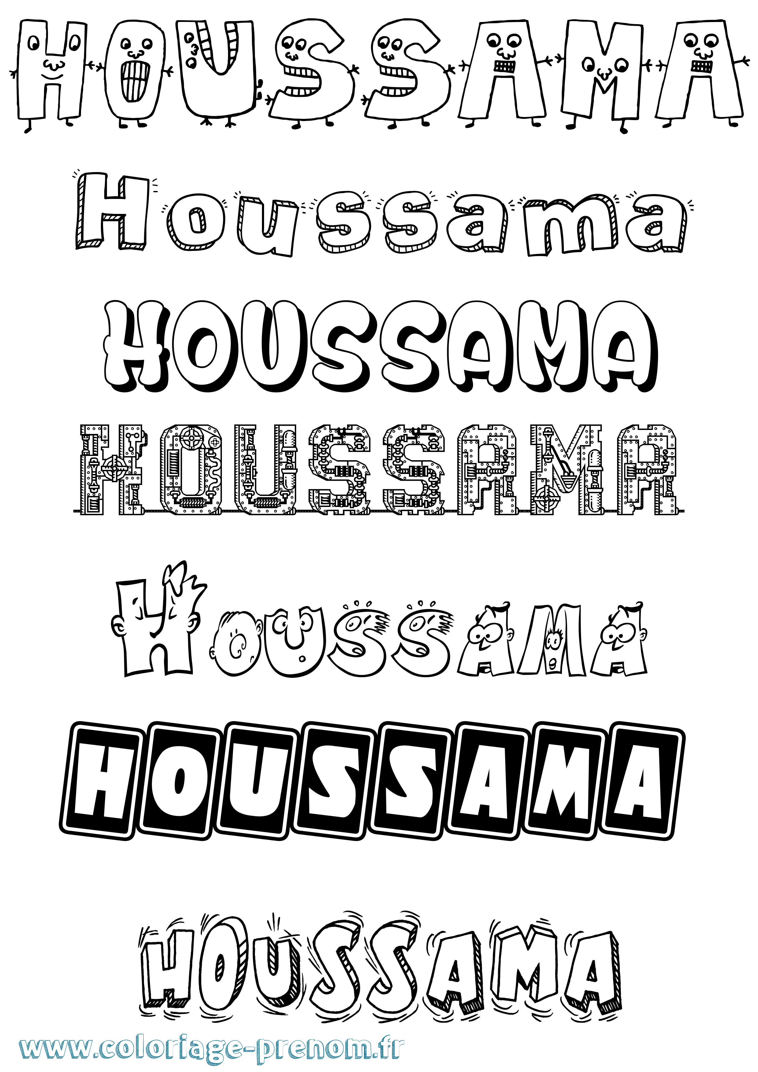 Coloriage Houssama Fun Coloriage prénom Houssama Fun