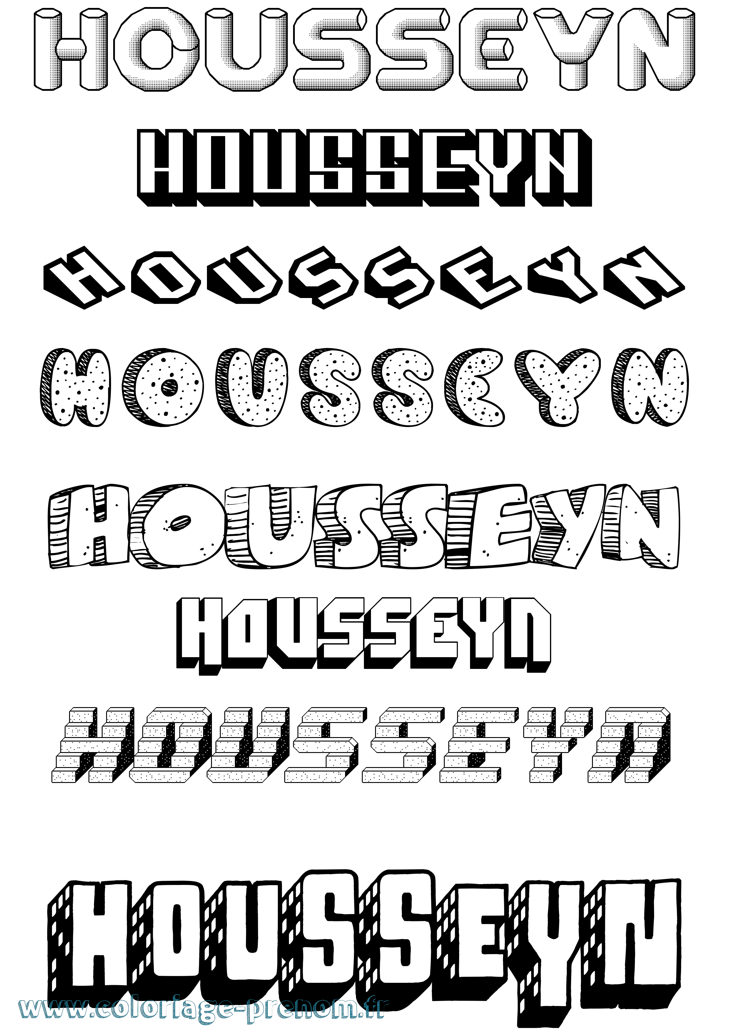 Coloriage Housseyn Effet 3D Coloriage prénom Housseyn Effet 3D