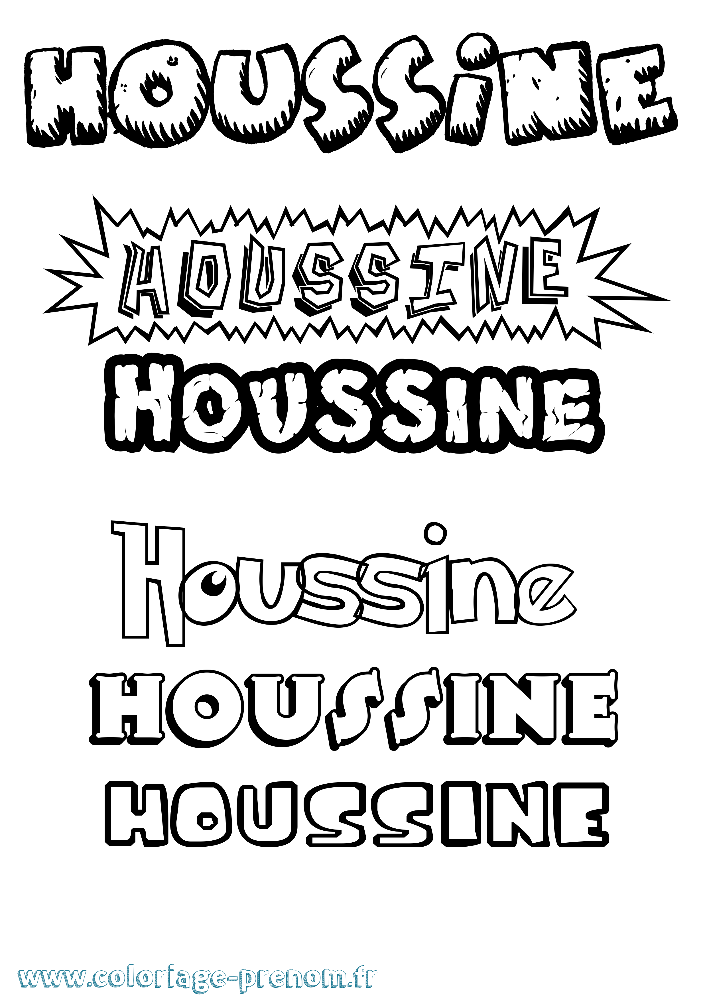 Coloriage Houssine Dessin Animé Coloriage prénom Houssine Dessin Animé