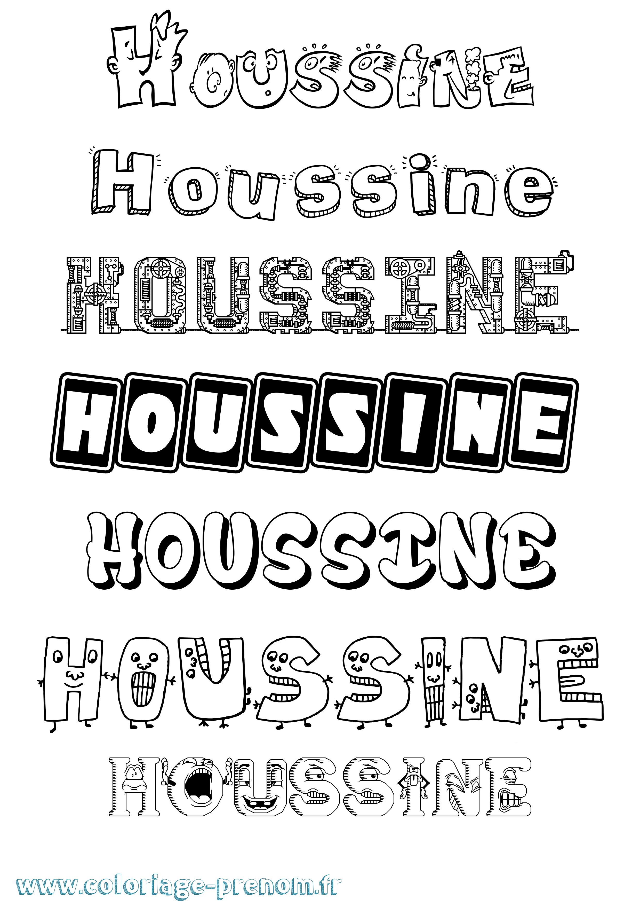 Coloriage Houssine Fun Coloriage prénom Houssine Fun