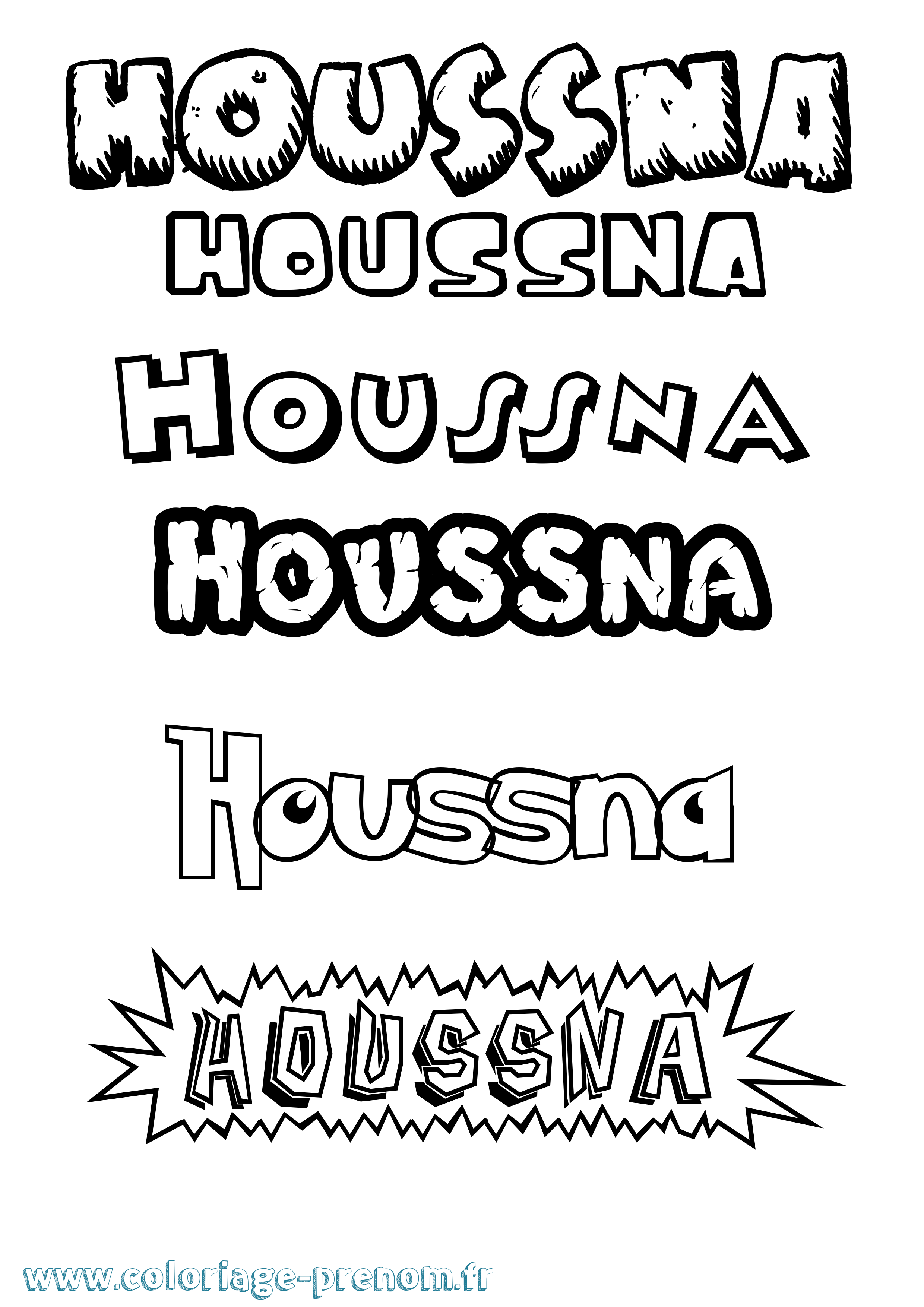 Coloriage Houssna Dessin Animé Coloriage prénom Houssna Dessin Animé
