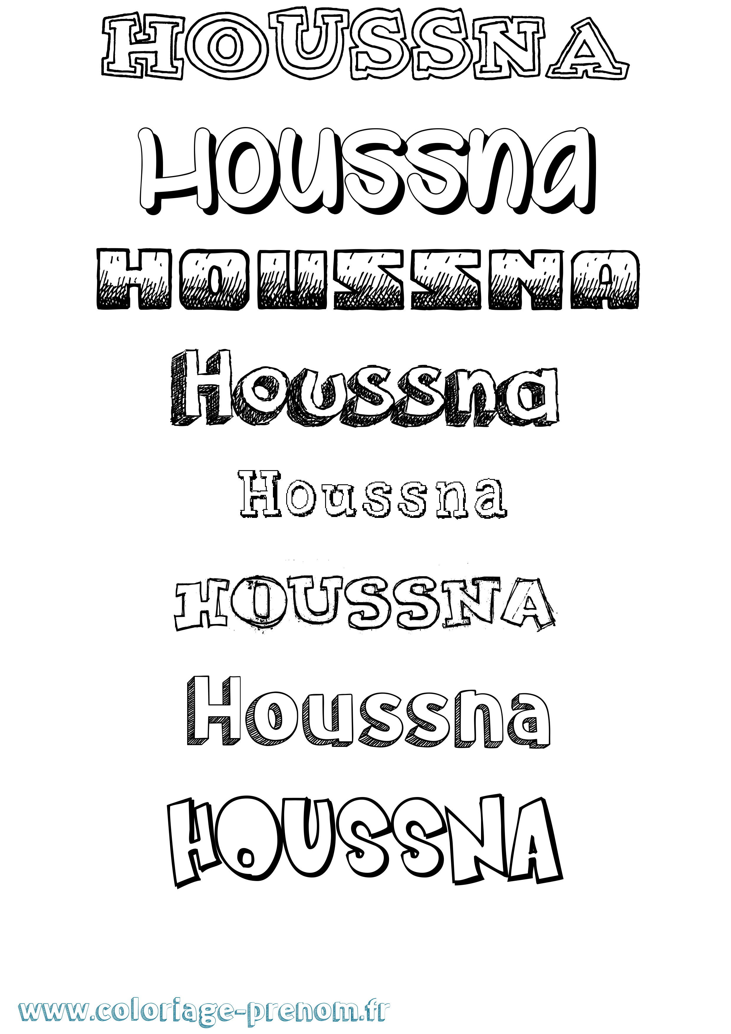 Coloriage Houssna Dessiné Coloriage prénom Houssna Dessiné