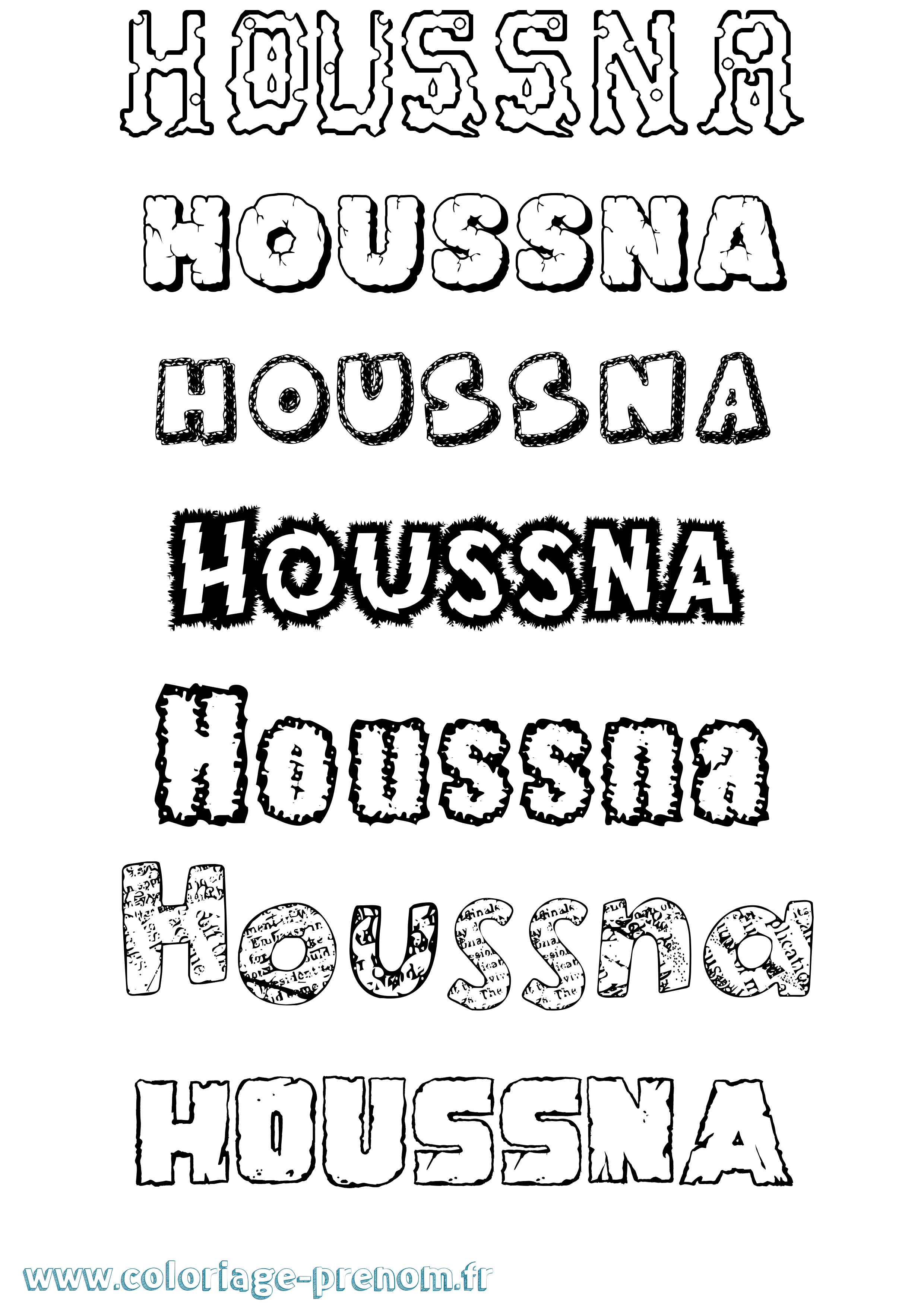 Coloriage Houssna Destructuré Coloriage prénom Houssna Destructuré
