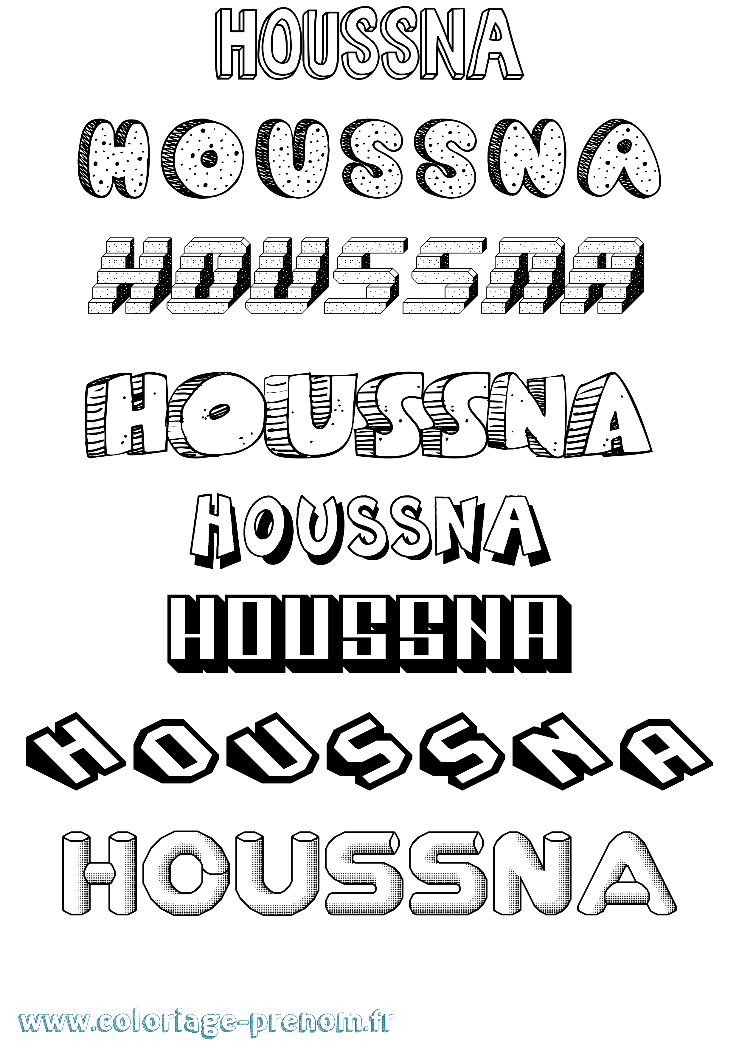 Coloriage Houssna Effet 3D Coloriage prénom Houssna Effet 3D