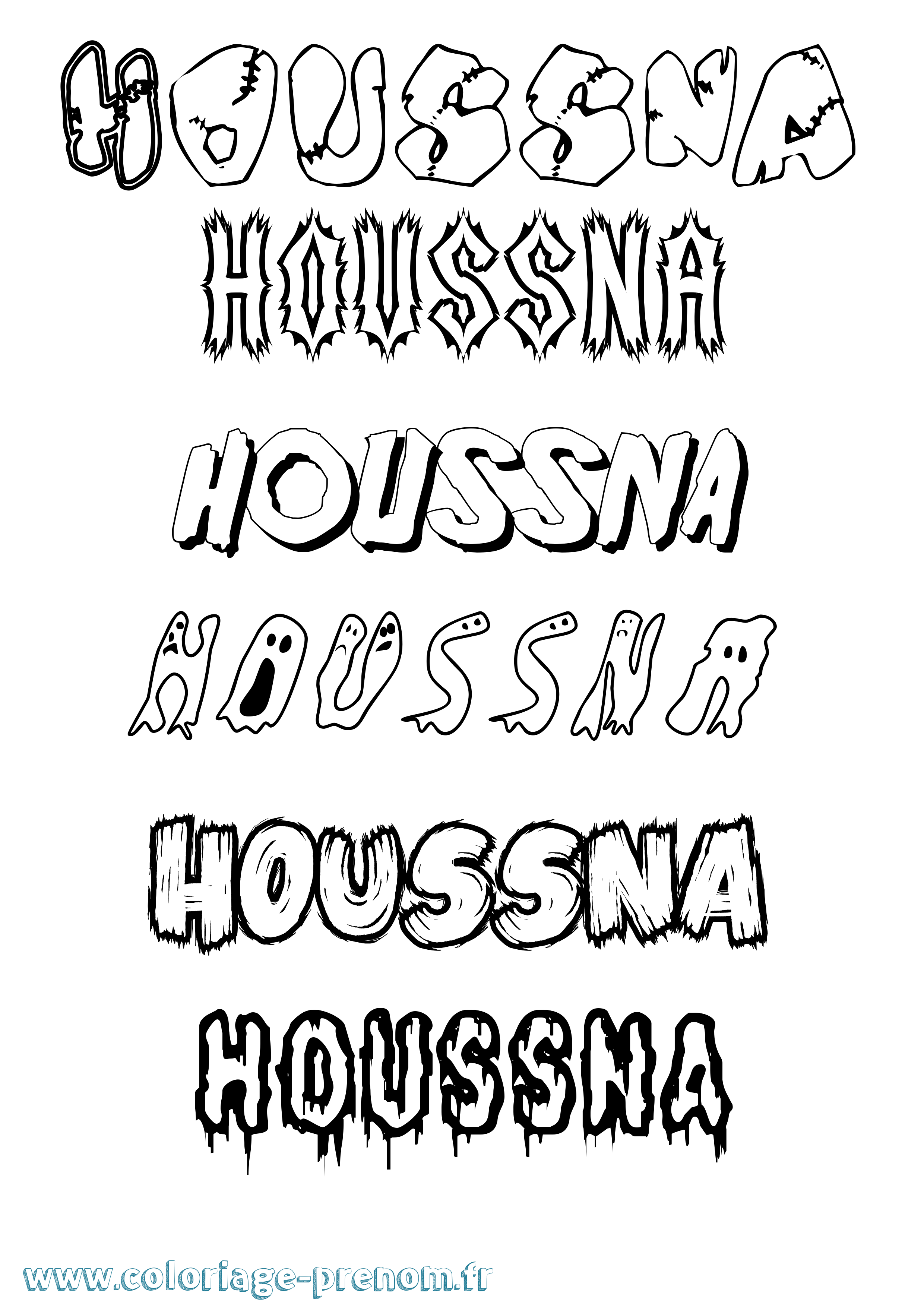 Coloriage Houssna Frisson Coloriage prénom Houssna Frisson