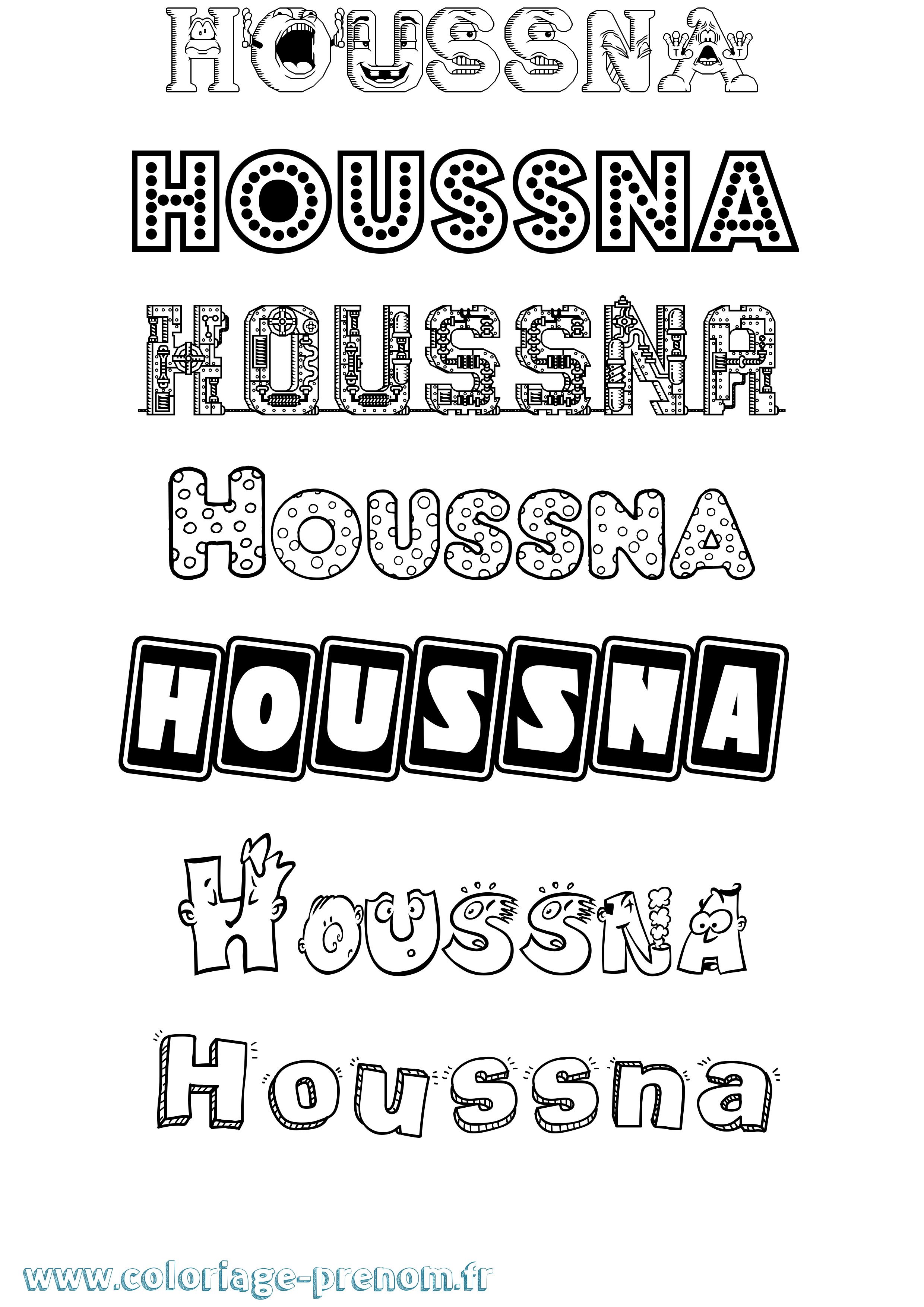 Coloriage Houssna Fun Coloriage prénom Houssna Fun