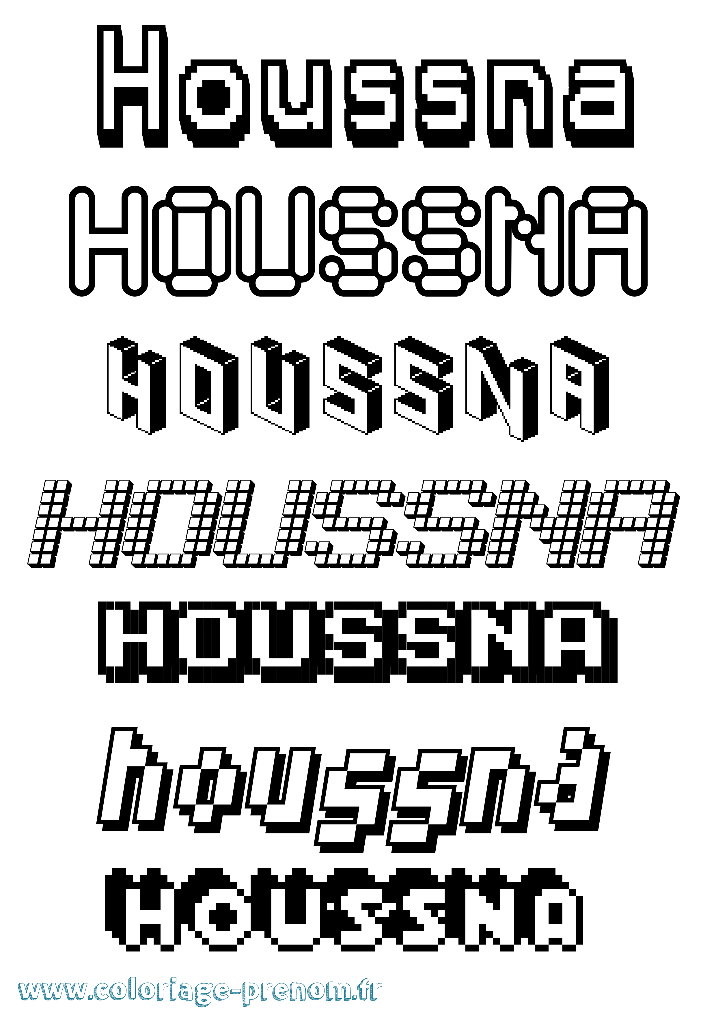 Coloriage Houssna Pixel Coloriage prénom Houssna Pixel
