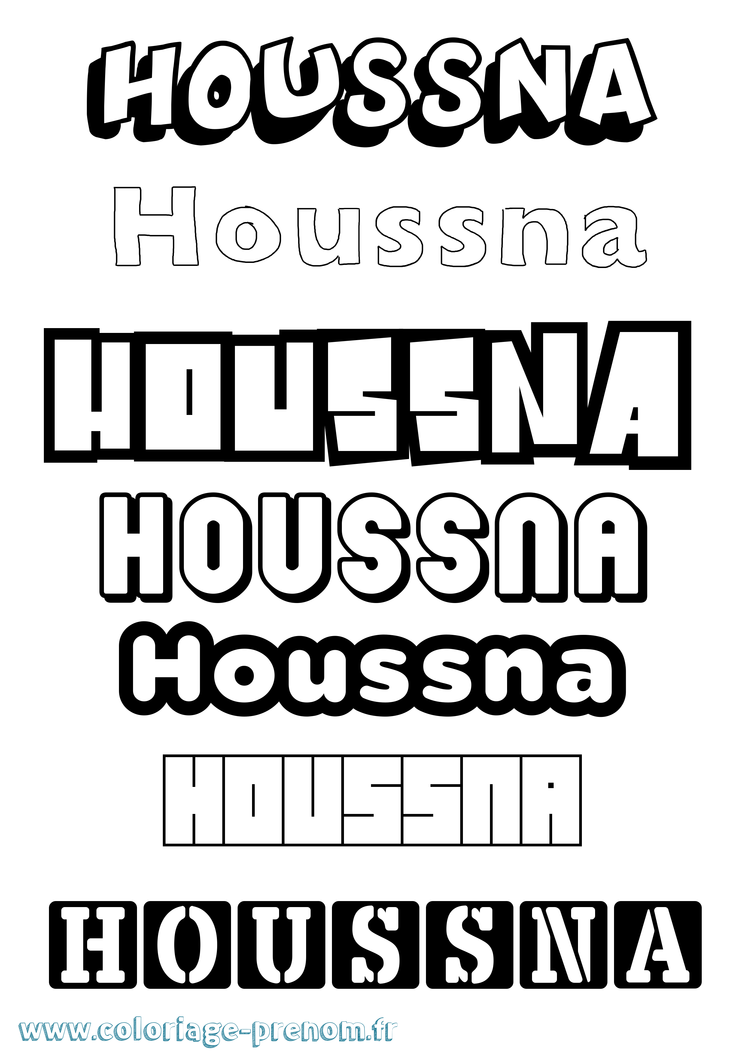 Coloriage Houssna Simple Coloriage prénom Houssna Simple