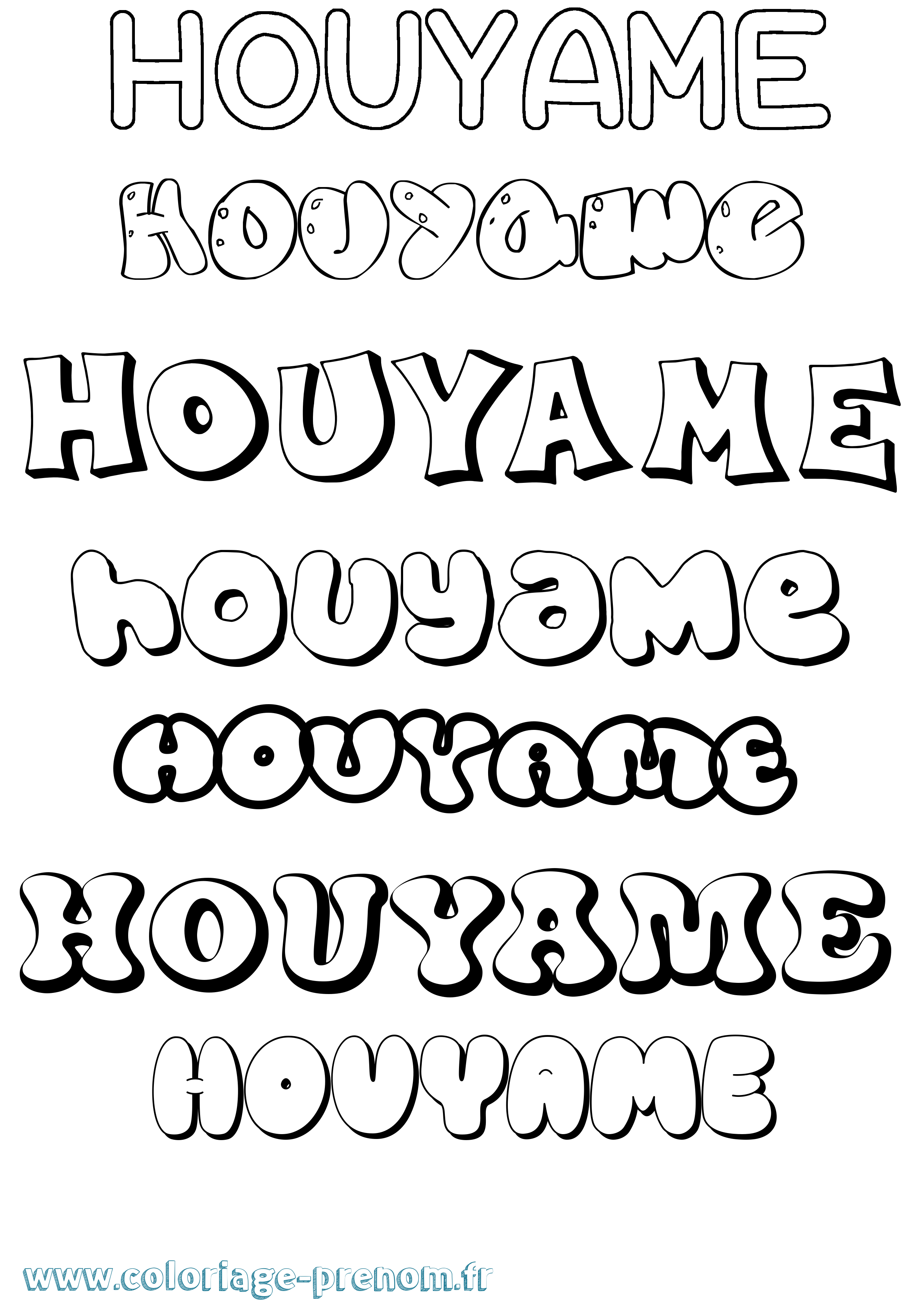 Coloriage Houyame Bubble Coloriage prénom Houyame Bubble