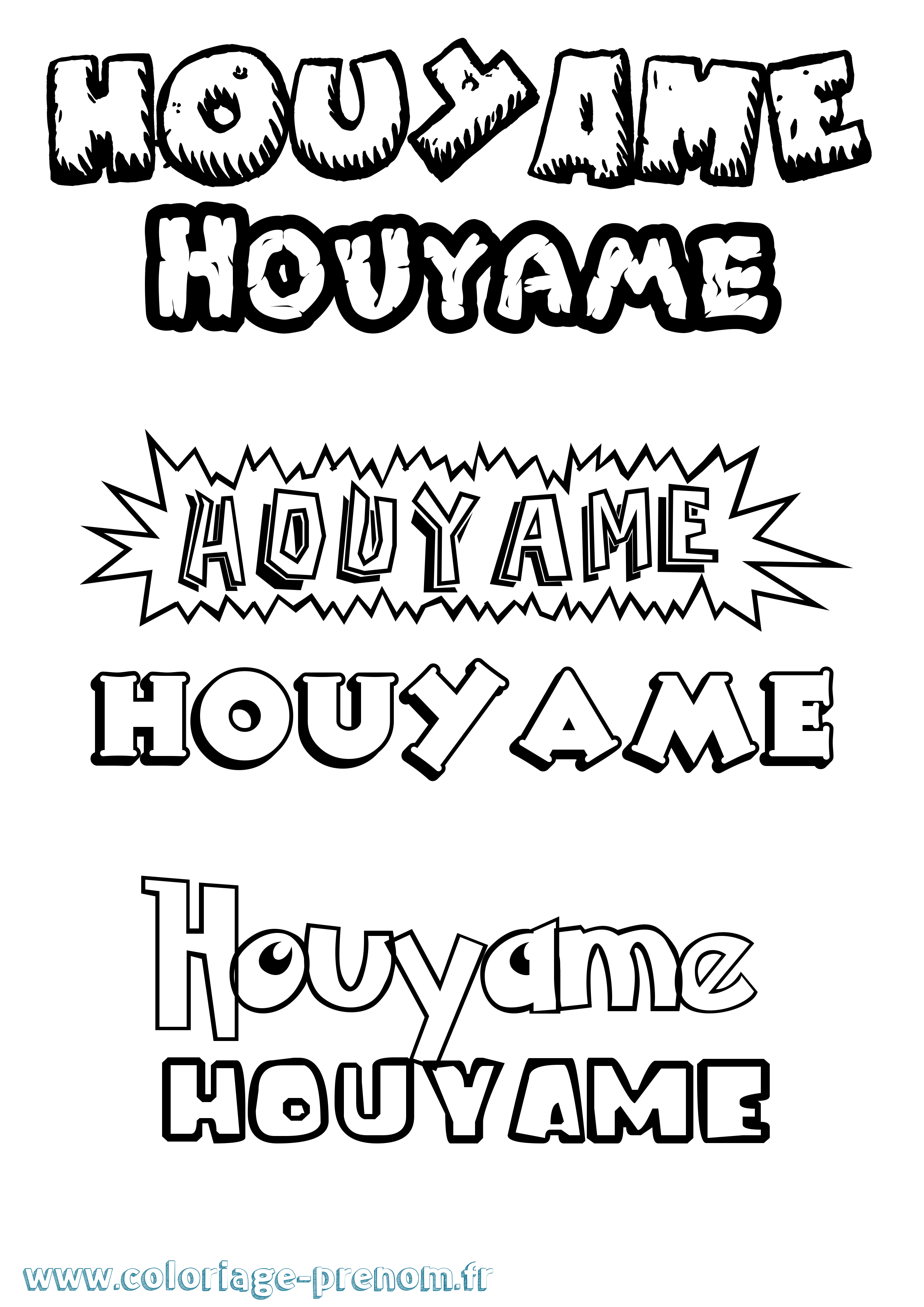 Coloriage Houyame Dessin Animé Coloriage prénom Houyame Dessin Animé