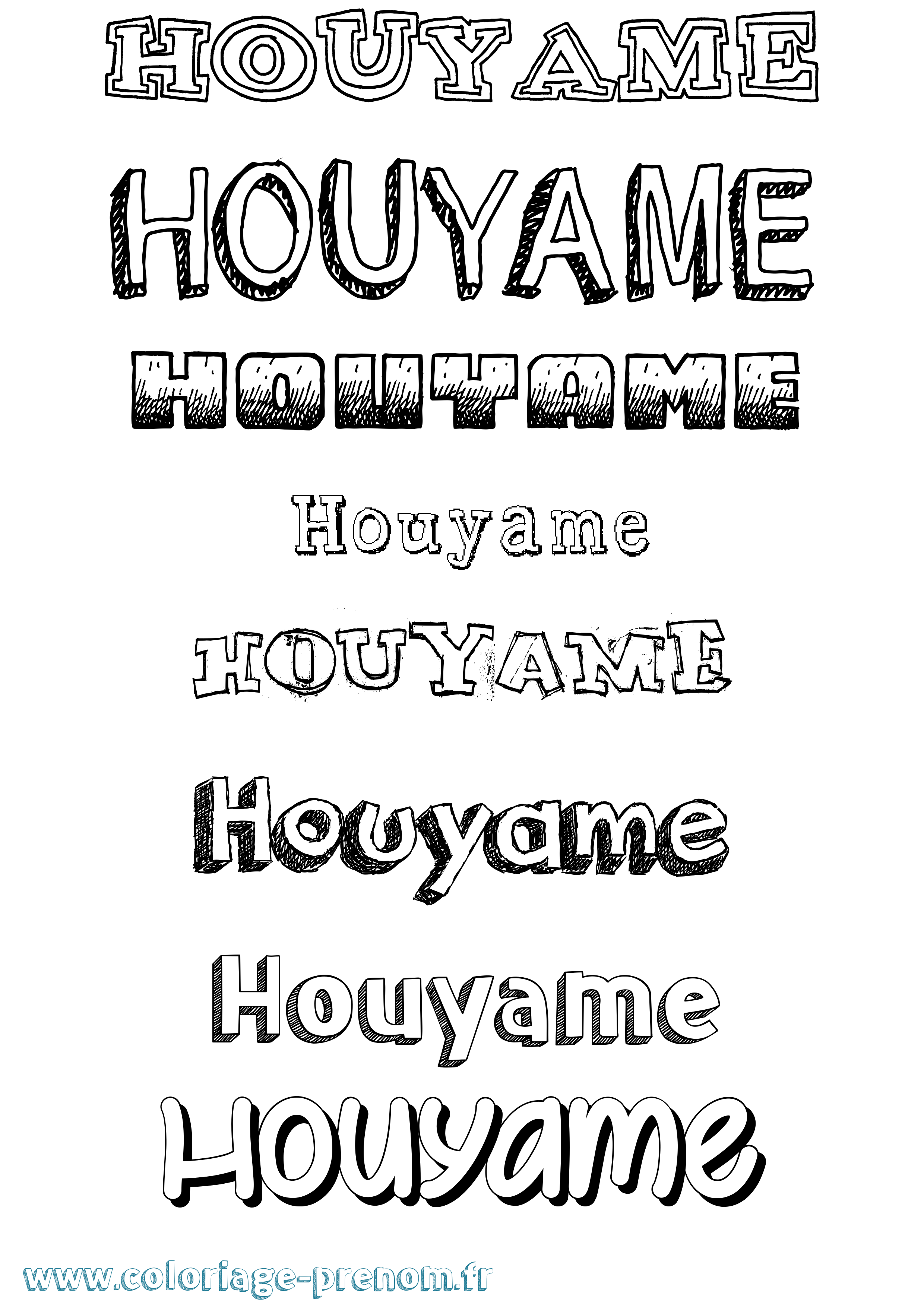 Coloriage Houyame Dessiné Coloriage prénom Houyame Dessiné
