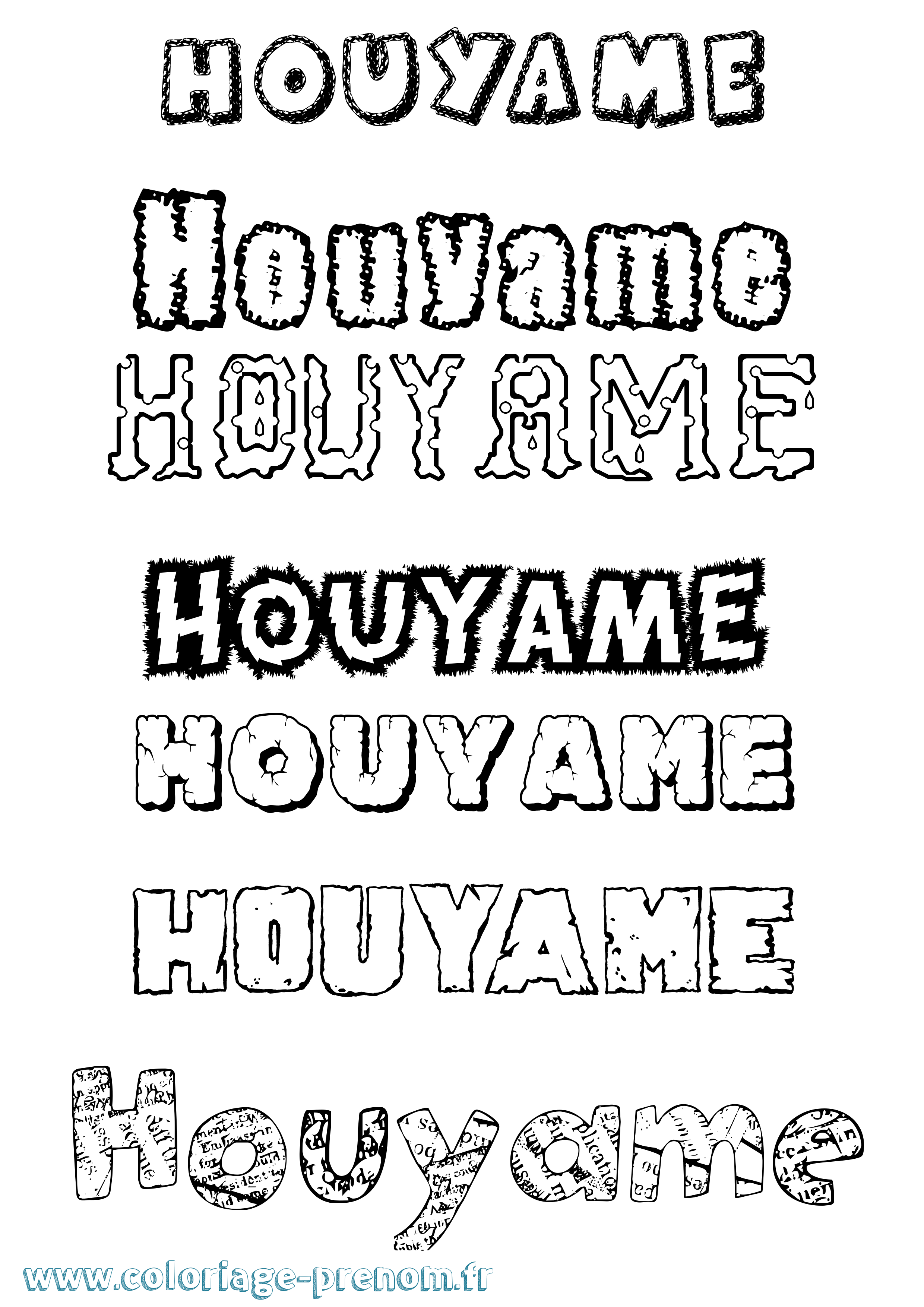 Coloriage Houyame Destructuré Coloriage prénom Houyame Destructuré